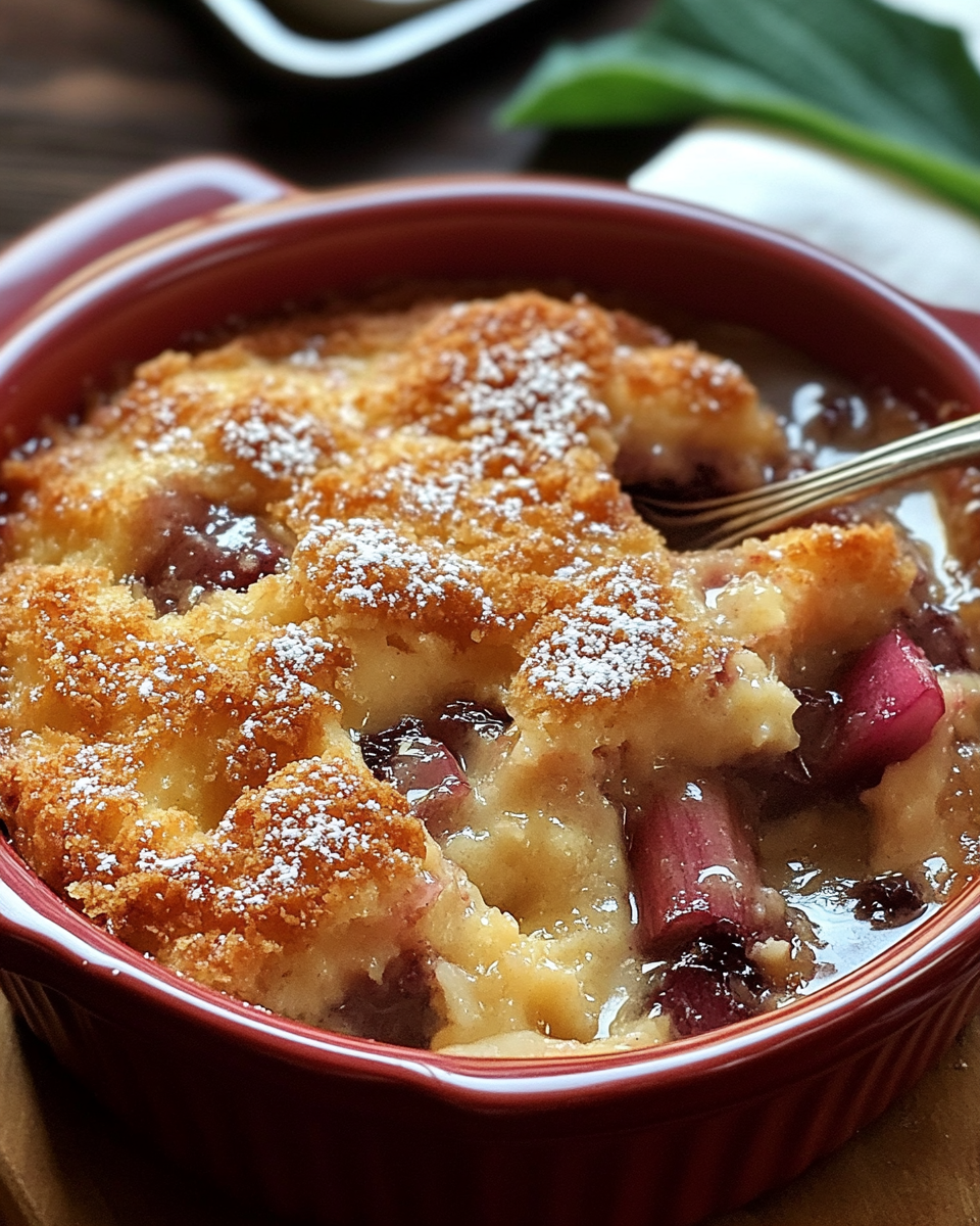 Baked Sticky Rhubarb Pudding