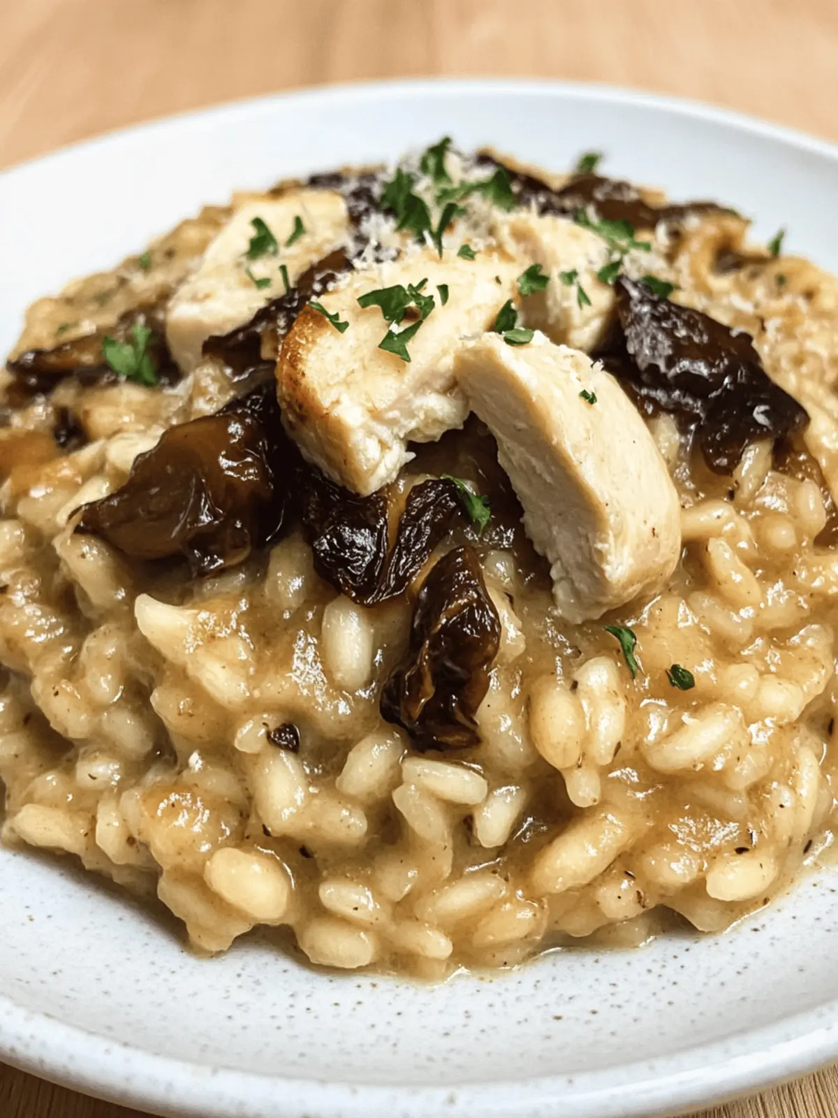 Dried porcini mushroom risotto with chicken