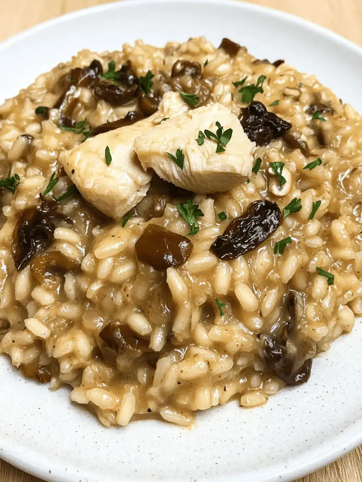 Dried porcini mushroom risotto with chicken
