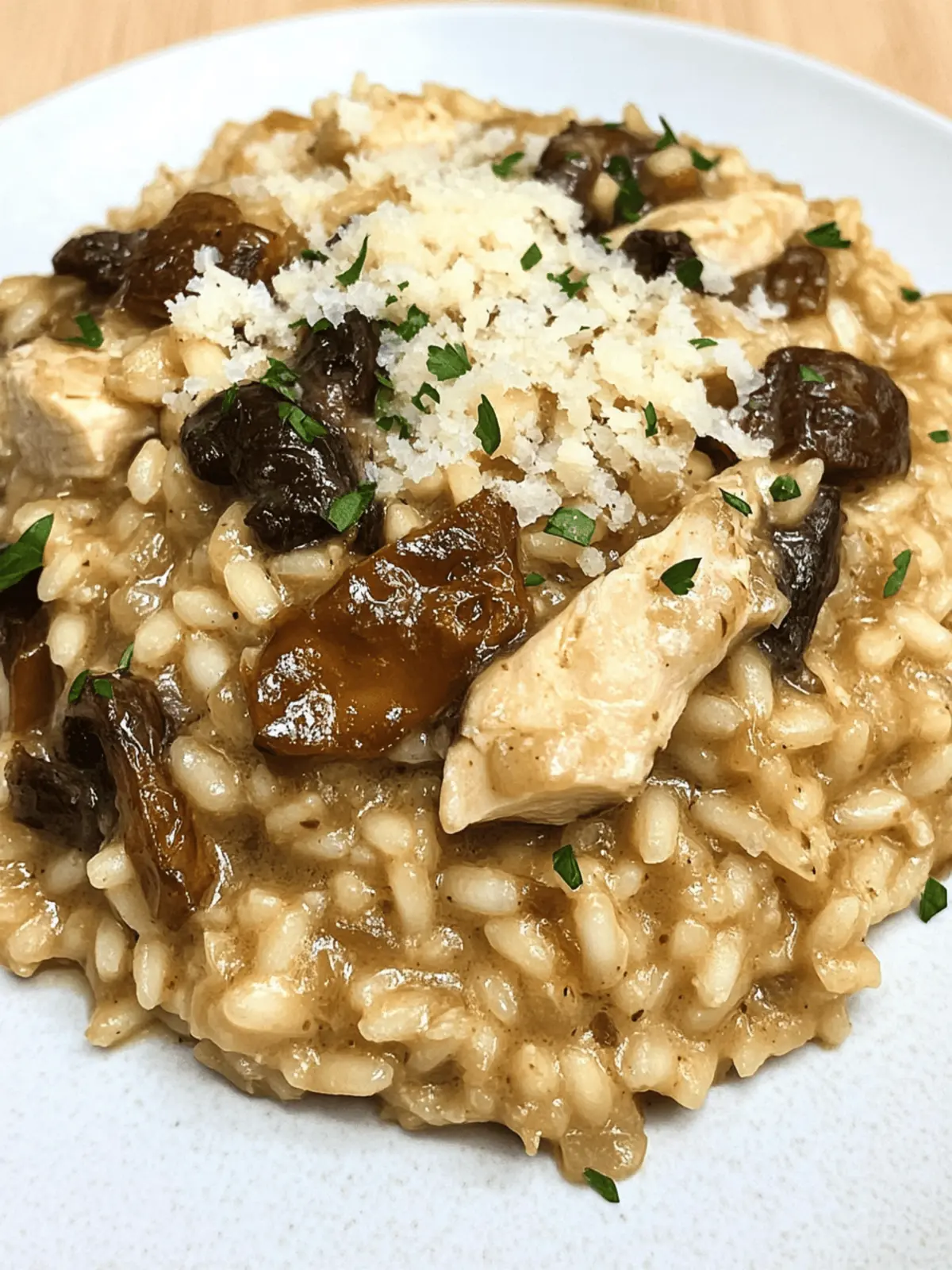 Dried porcini mushroom risotto with chicken