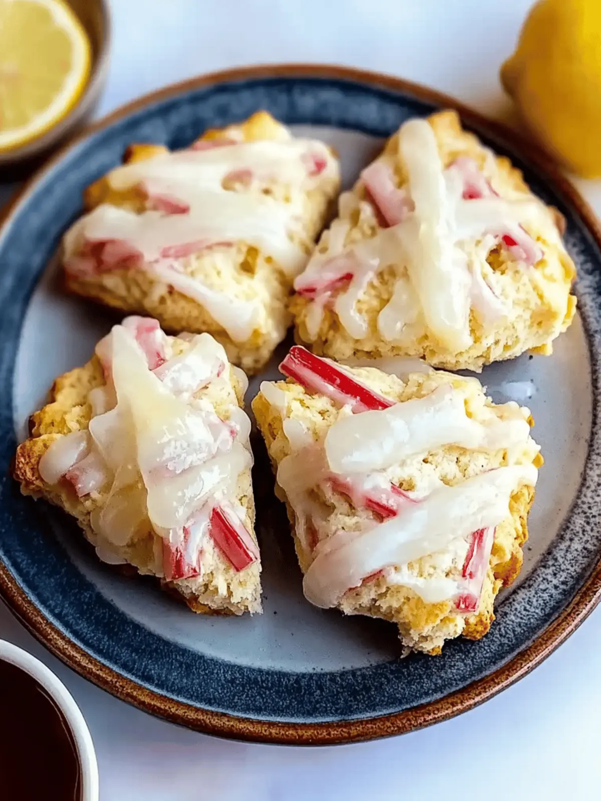 Rhubarb Scones Recipe with Lemon Glaze
