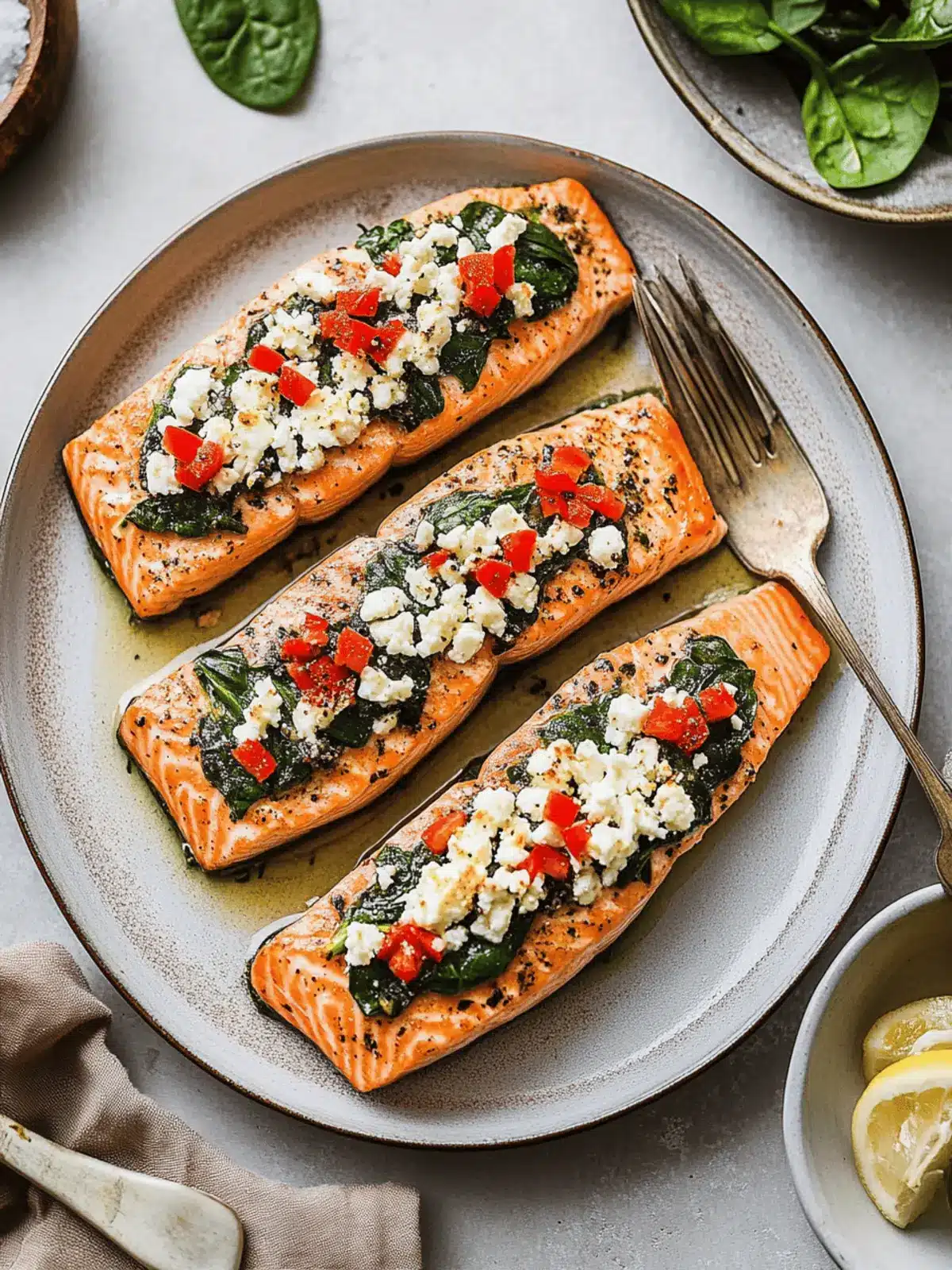 Stuffed Salmon With Spinach & Feta