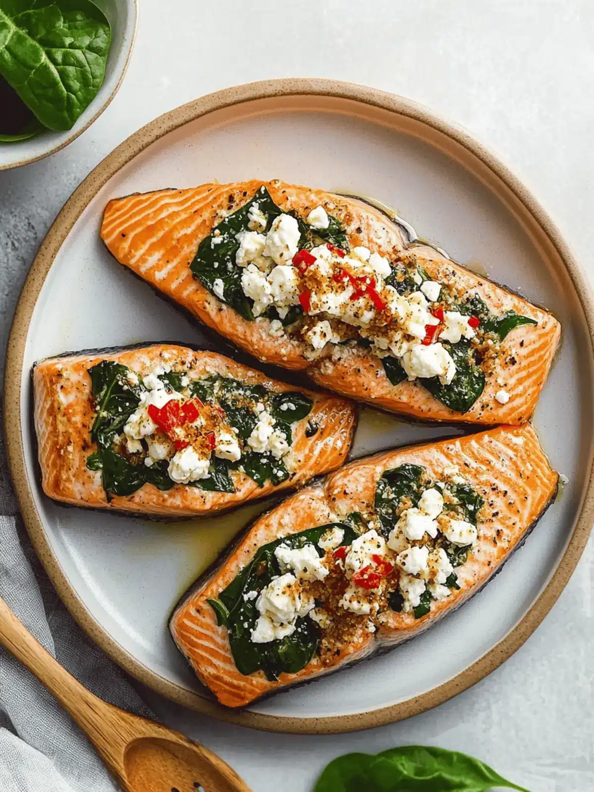 Stuffed Salmon With Spinach & Feta