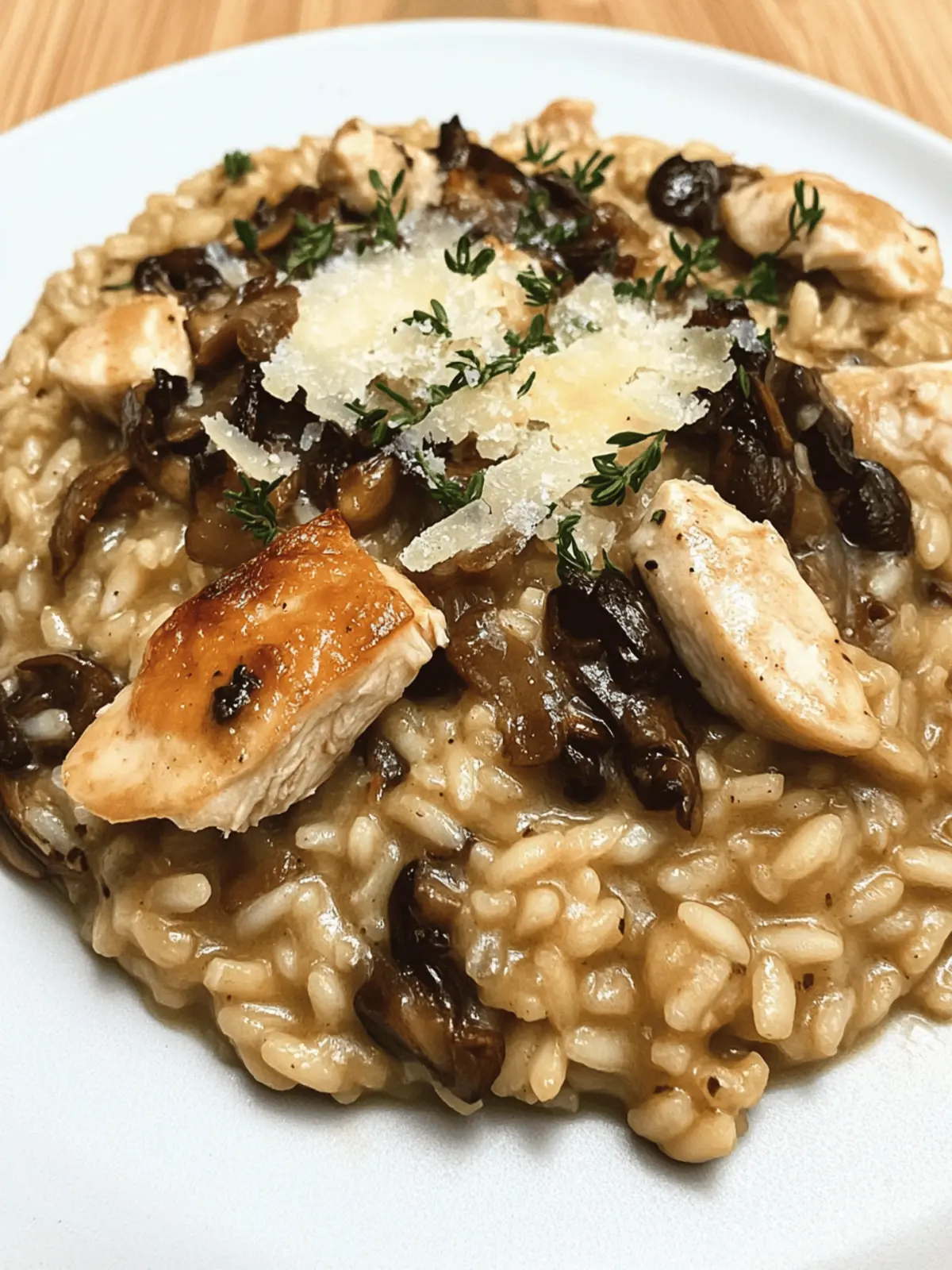 Dried porcini mushroom risotto with chicken