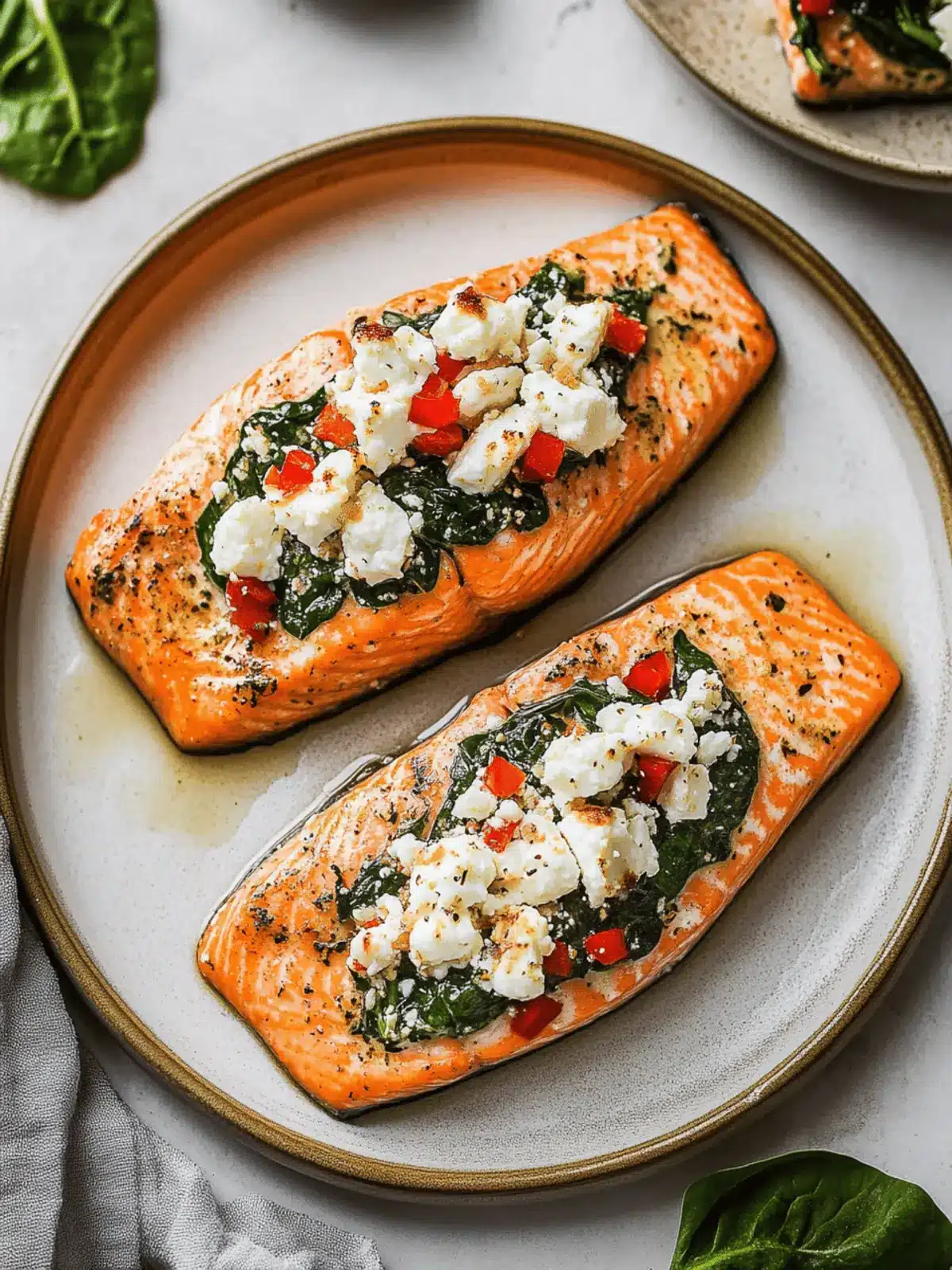 Stuffed Salmon With Spinach & Feta