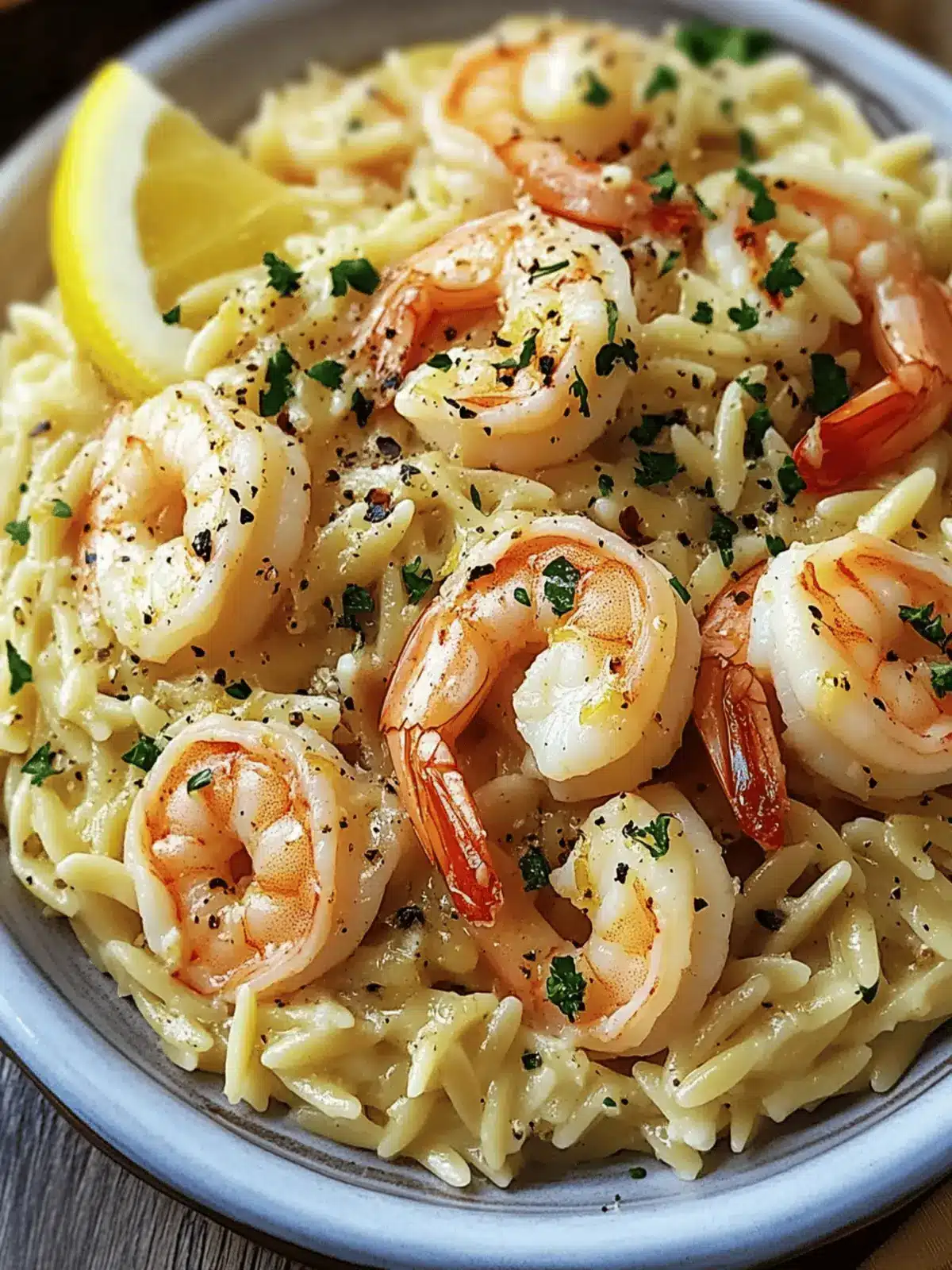 Shrimp Orzo In Lemon Garlic Sauce