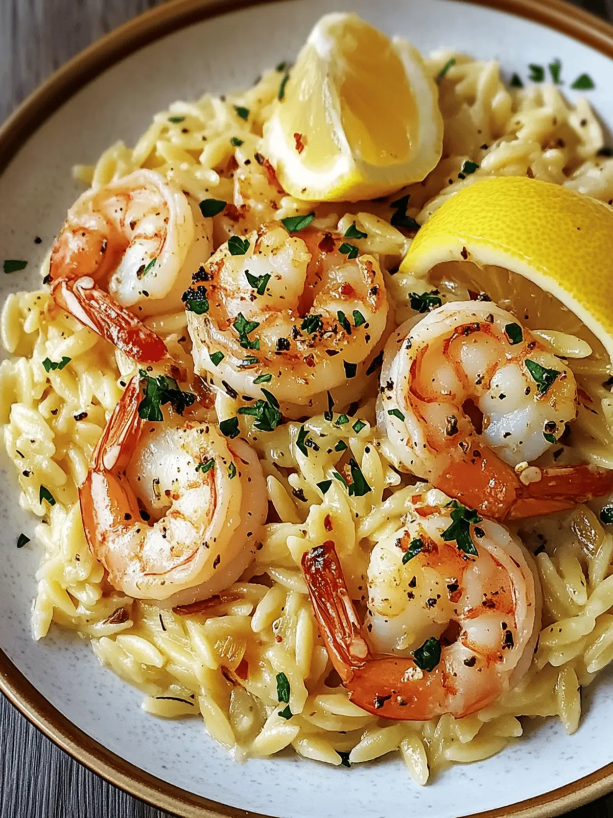 Shrimp Orzo In Lemon Garlic Sauce
