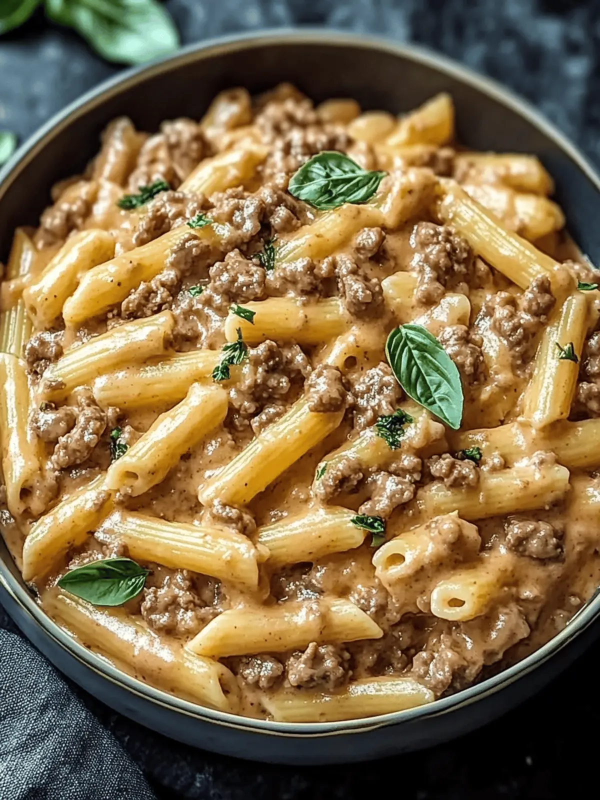 High Protein Creamy Beef Pasta