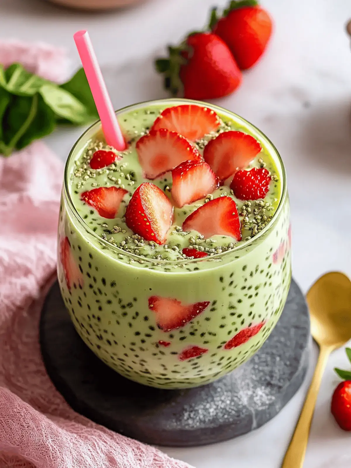 Strawberry Matcha Sago