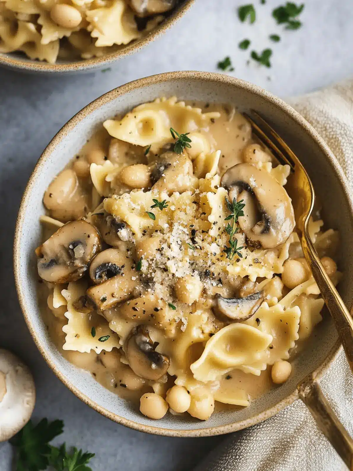 One-Pot Mushroom and White Bean Pasta