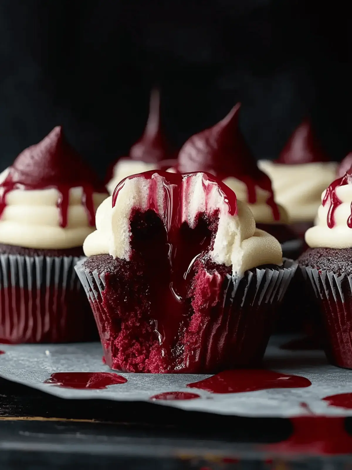 Halloween Vampire Bite Cupcakes