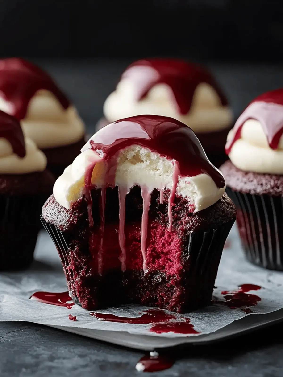 Halloween Vampire Bite Cupcakes