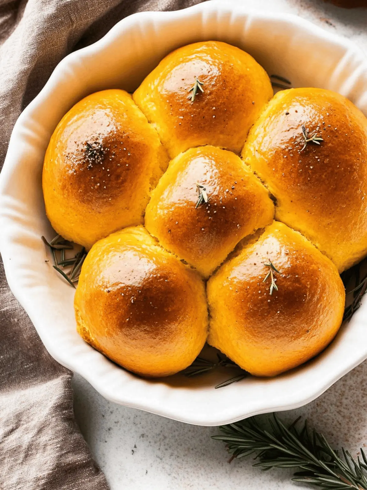 Rosemary pumpkin dinner rolls