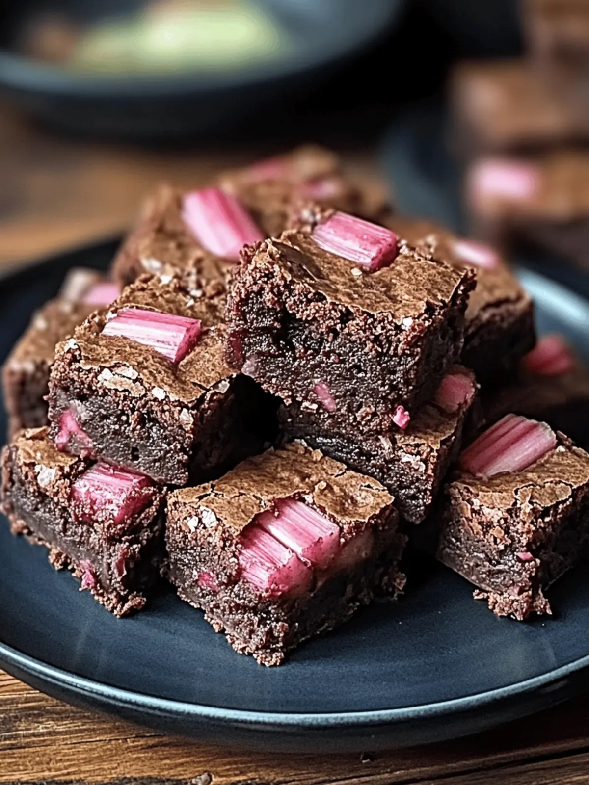 Chocolate Rhubarb Brownies