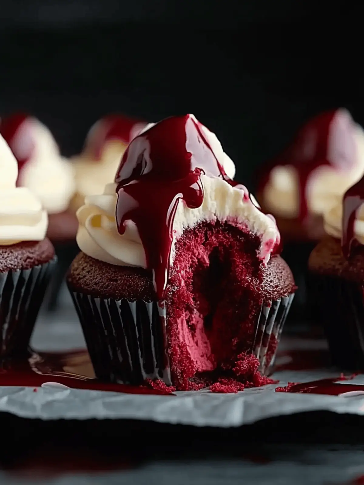 Halloween Vampire Bite Cupcakes