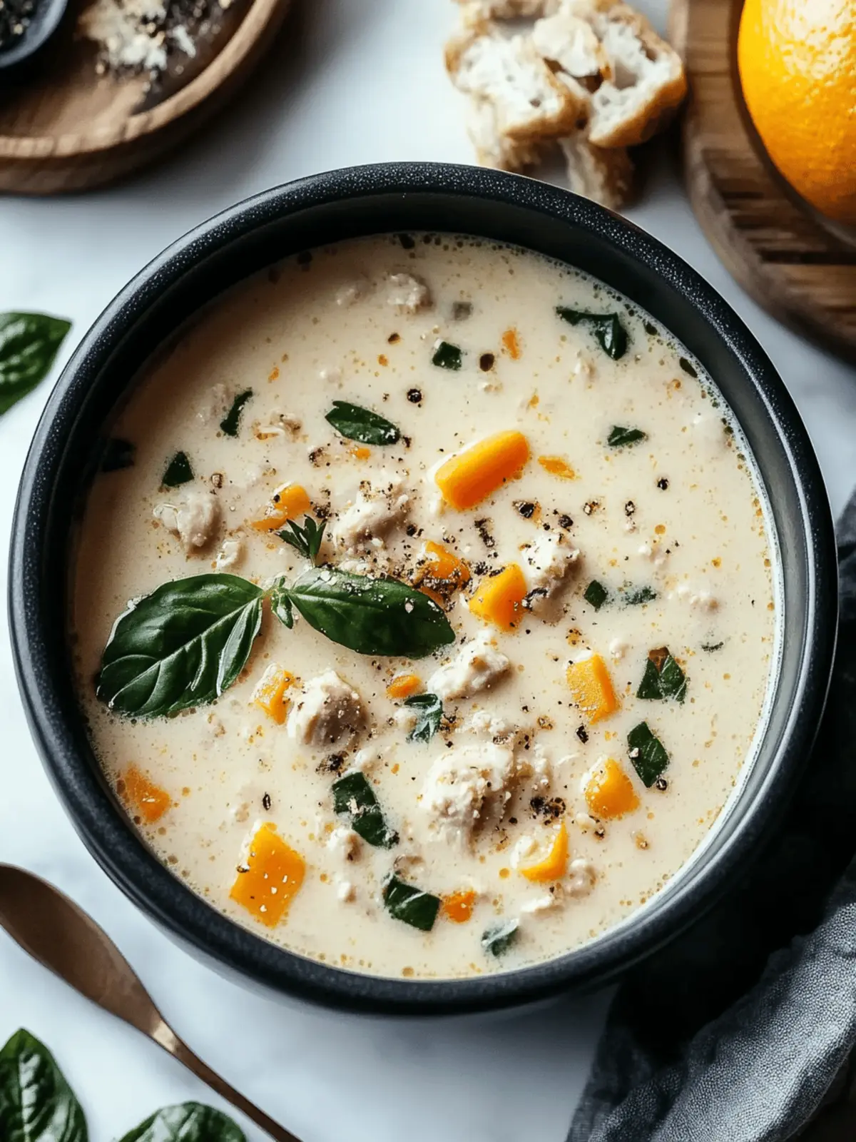 Creamy Italian Ground Chicken Soup