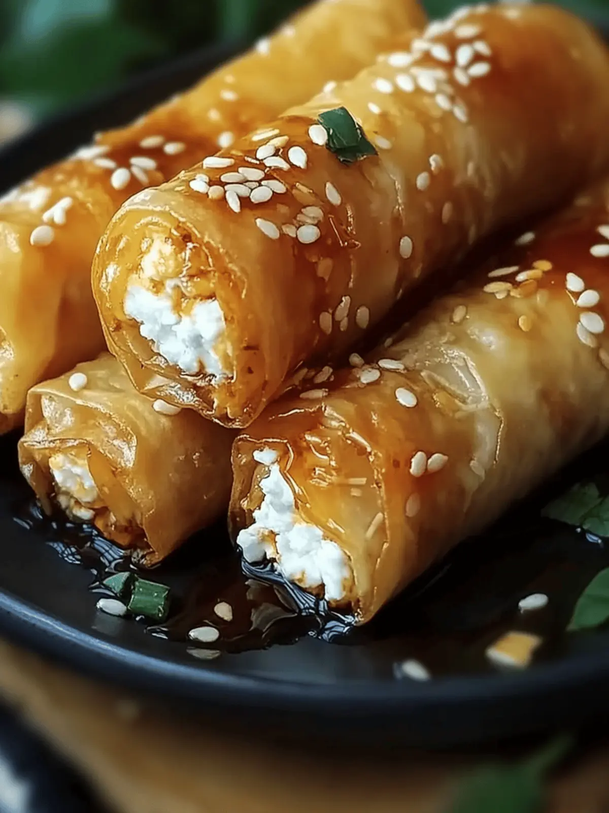 Oven Fried Feta Rolls with Chili Honey