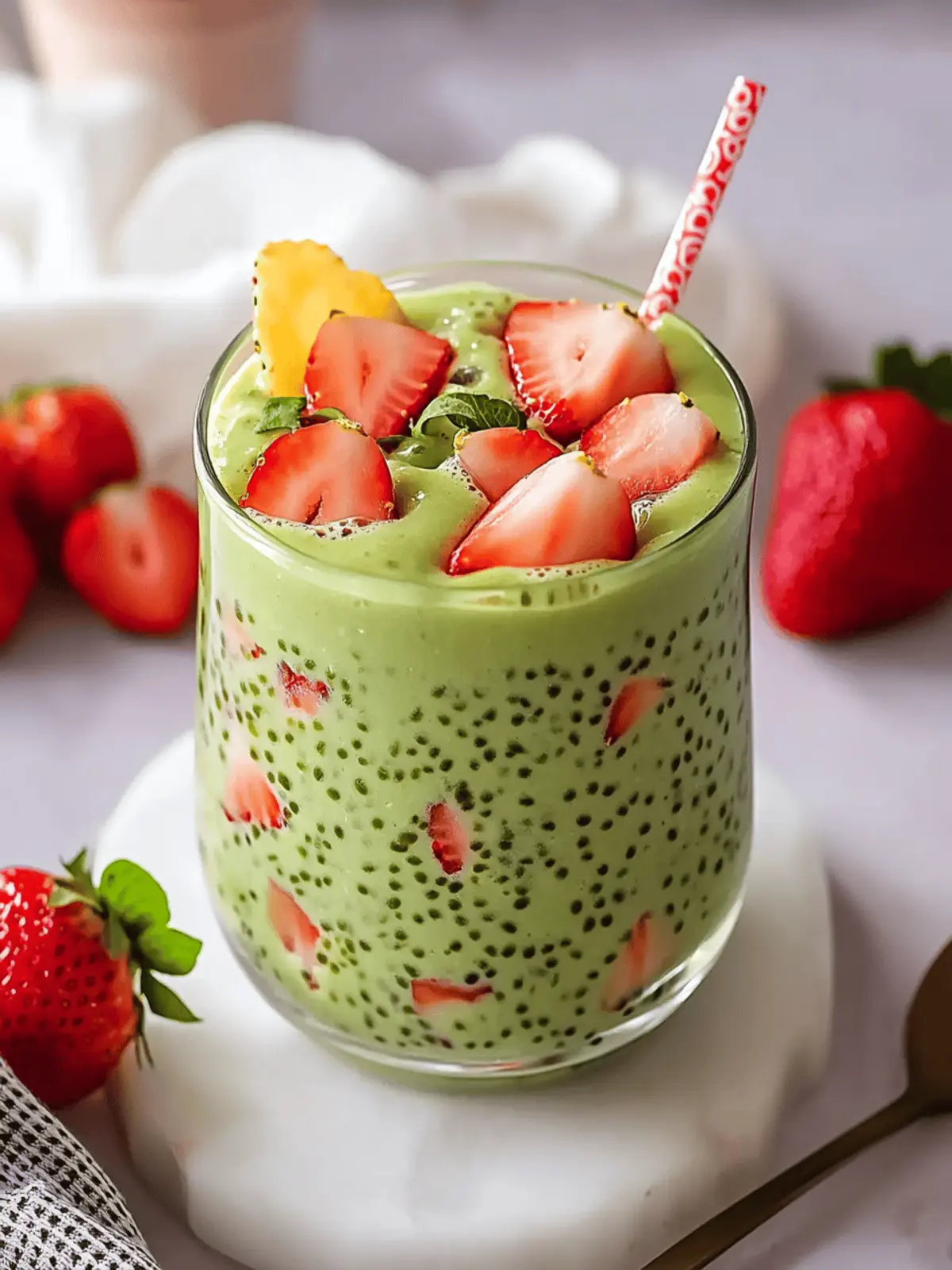 Strawberry Matcha Sago