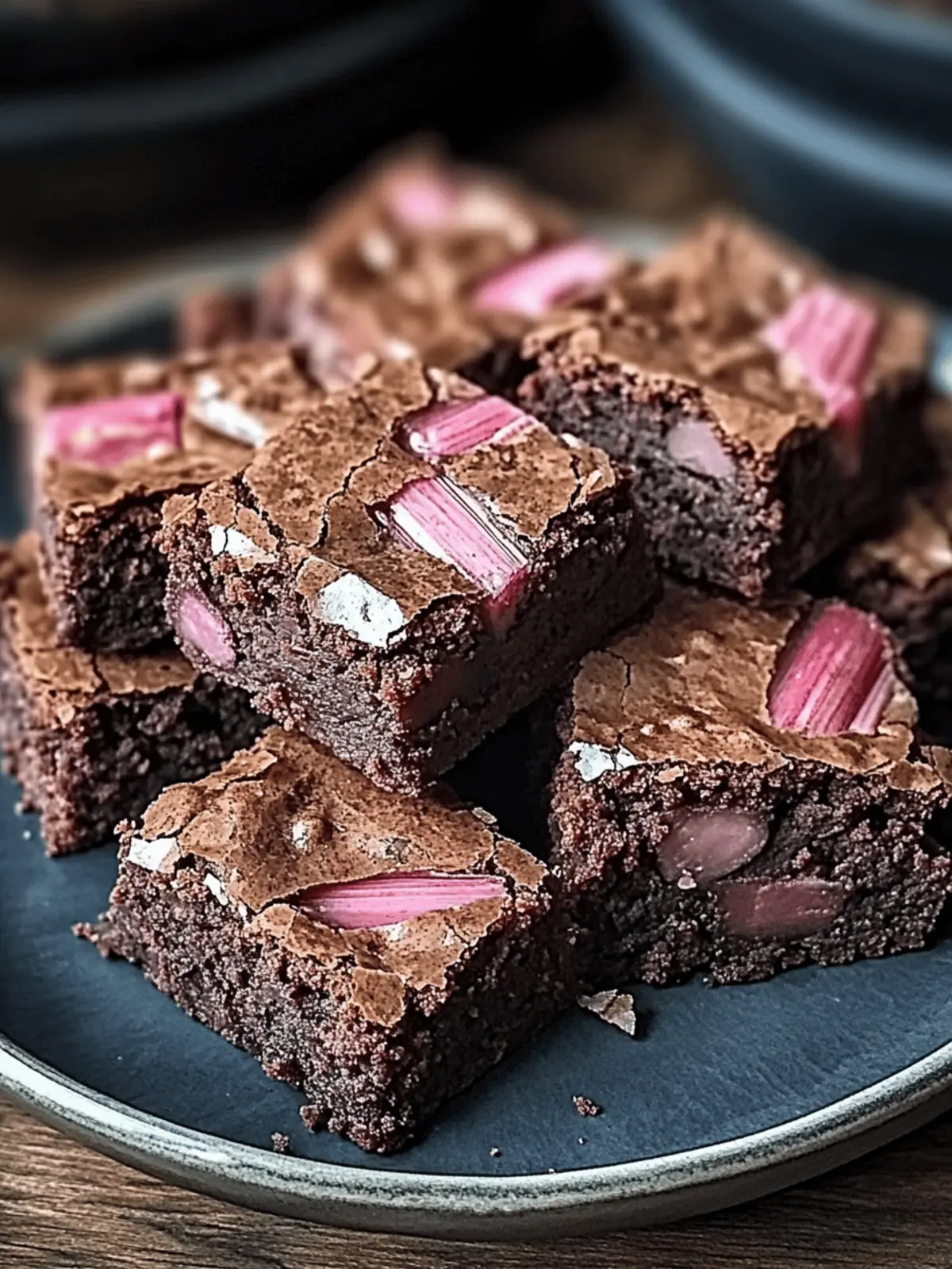 Chocolate Rhubarb Brownies