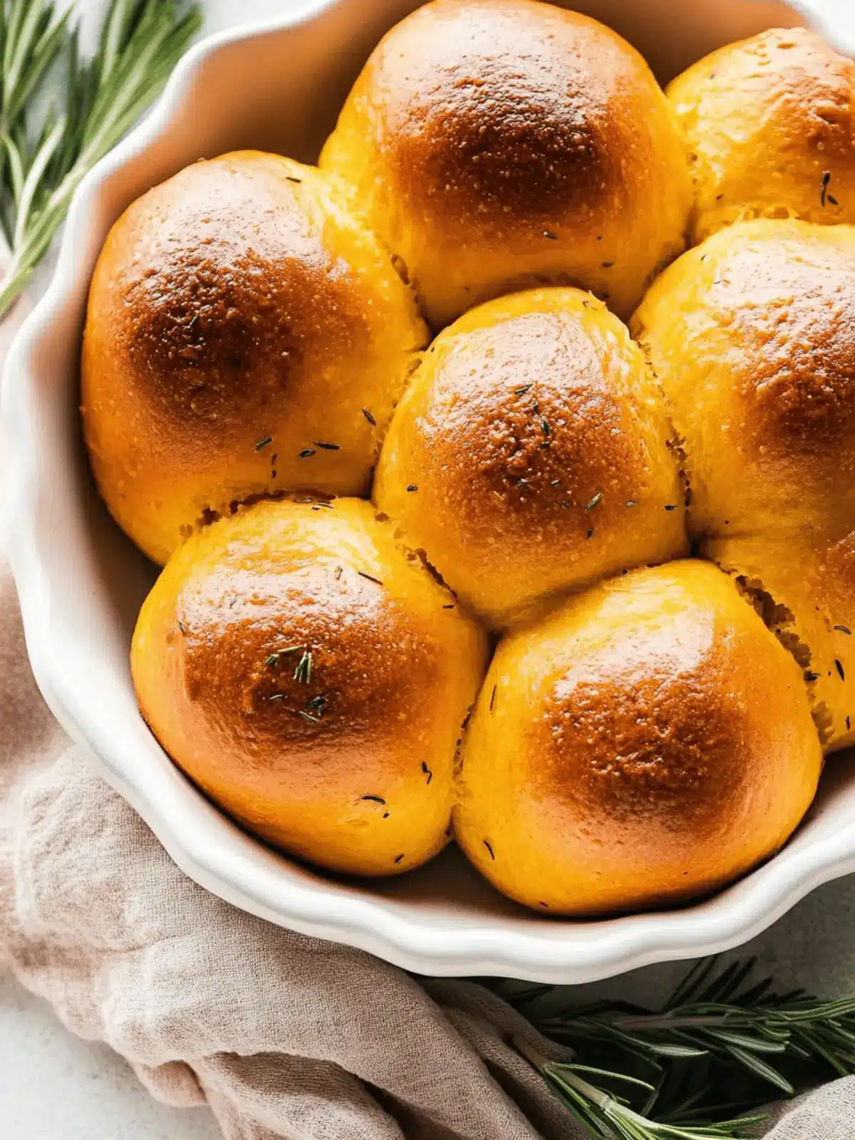 Rosemary pumpkin dinner rolls