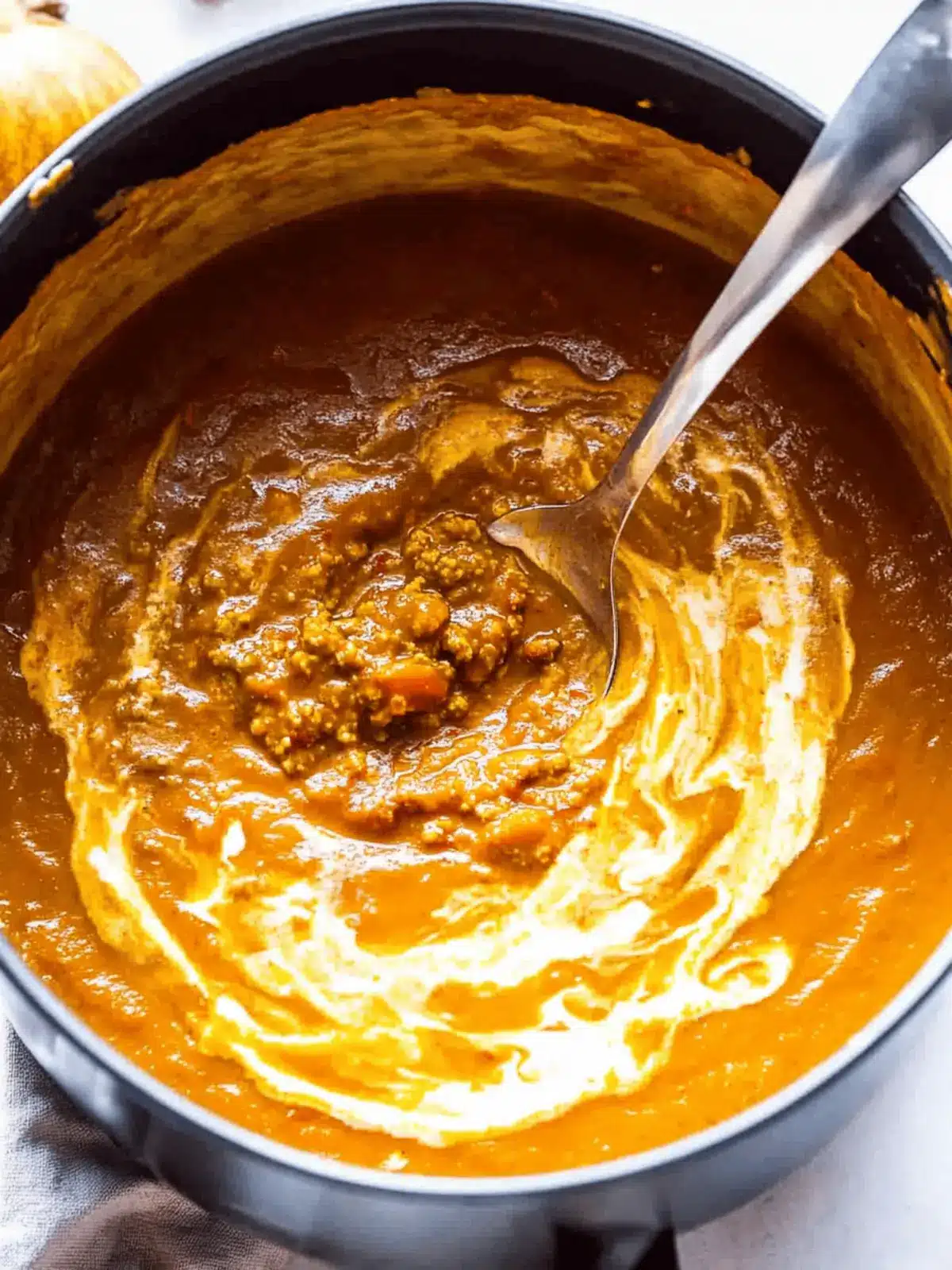 Spicy chorizo pumpkin soup