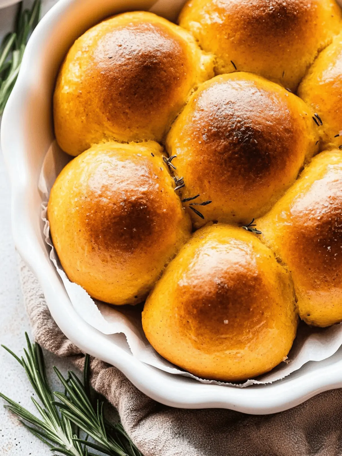 Rosemary pumpkin dinner rolls