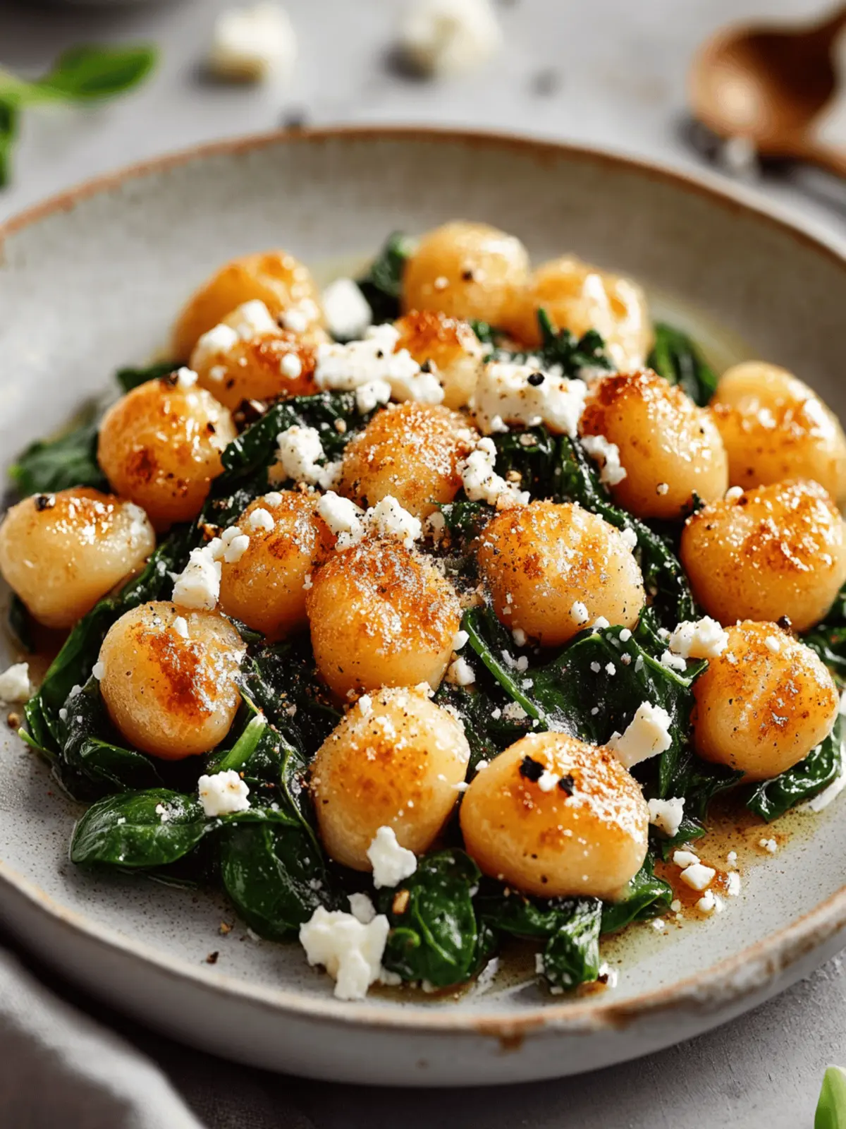Crispy Gnocchi With Spinach And Feta