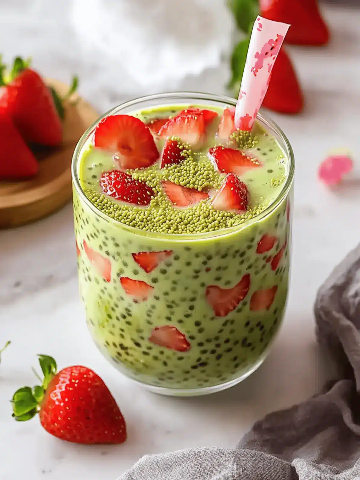 Strawberry Matcha Sago