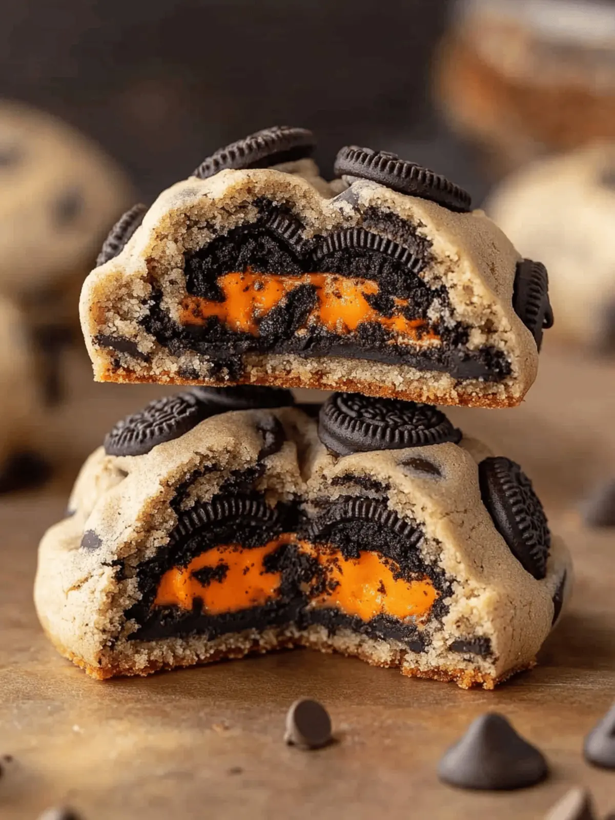 Halloween Oreo Stuffed Chocolate Chip Cookies
