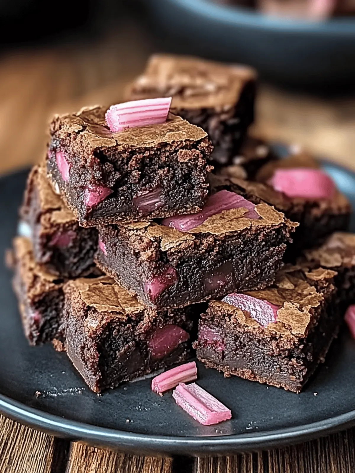 Chocolate Rhubarb Brownies