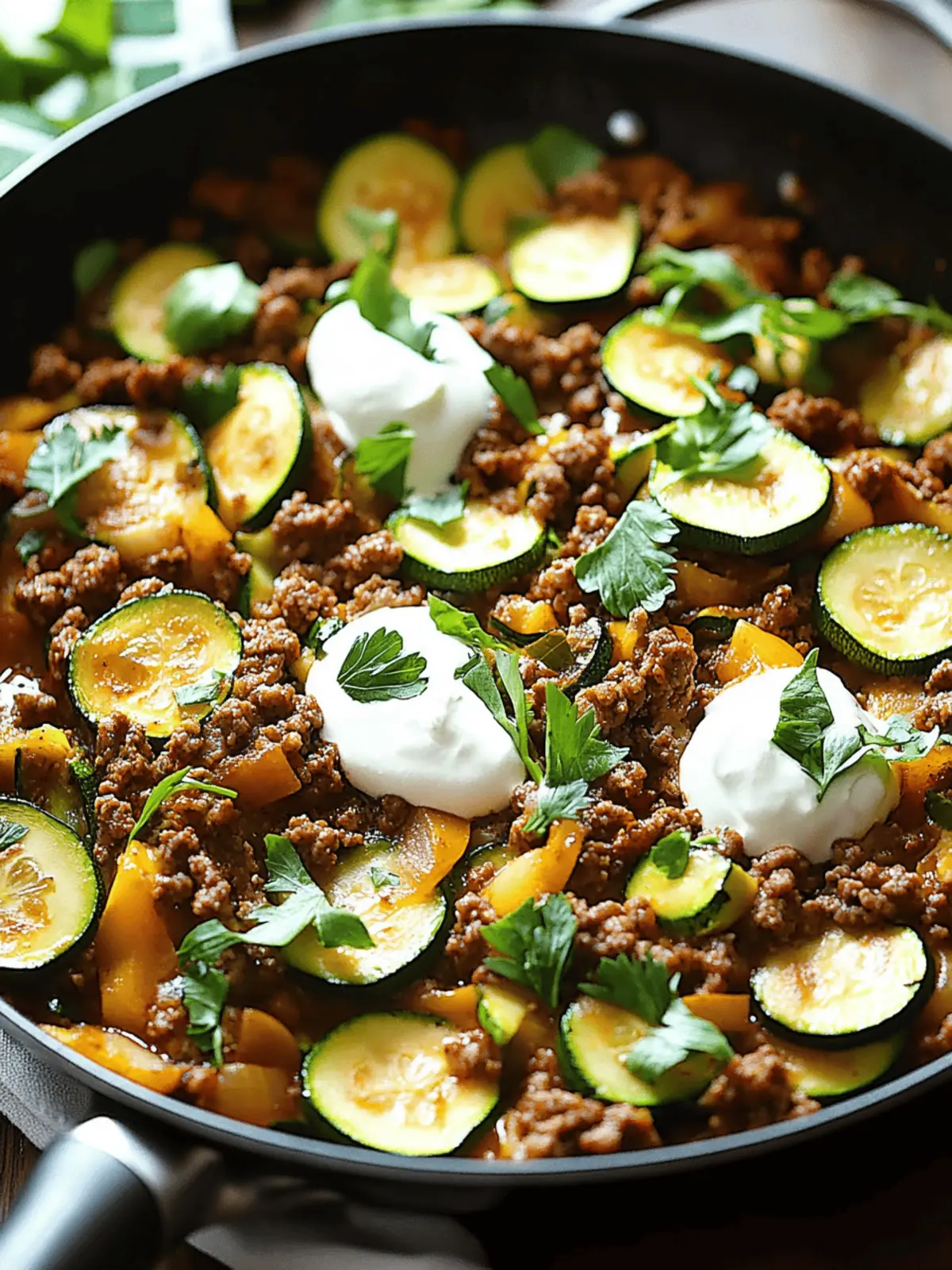 Quick Zucchini and Ground Beef Skillet