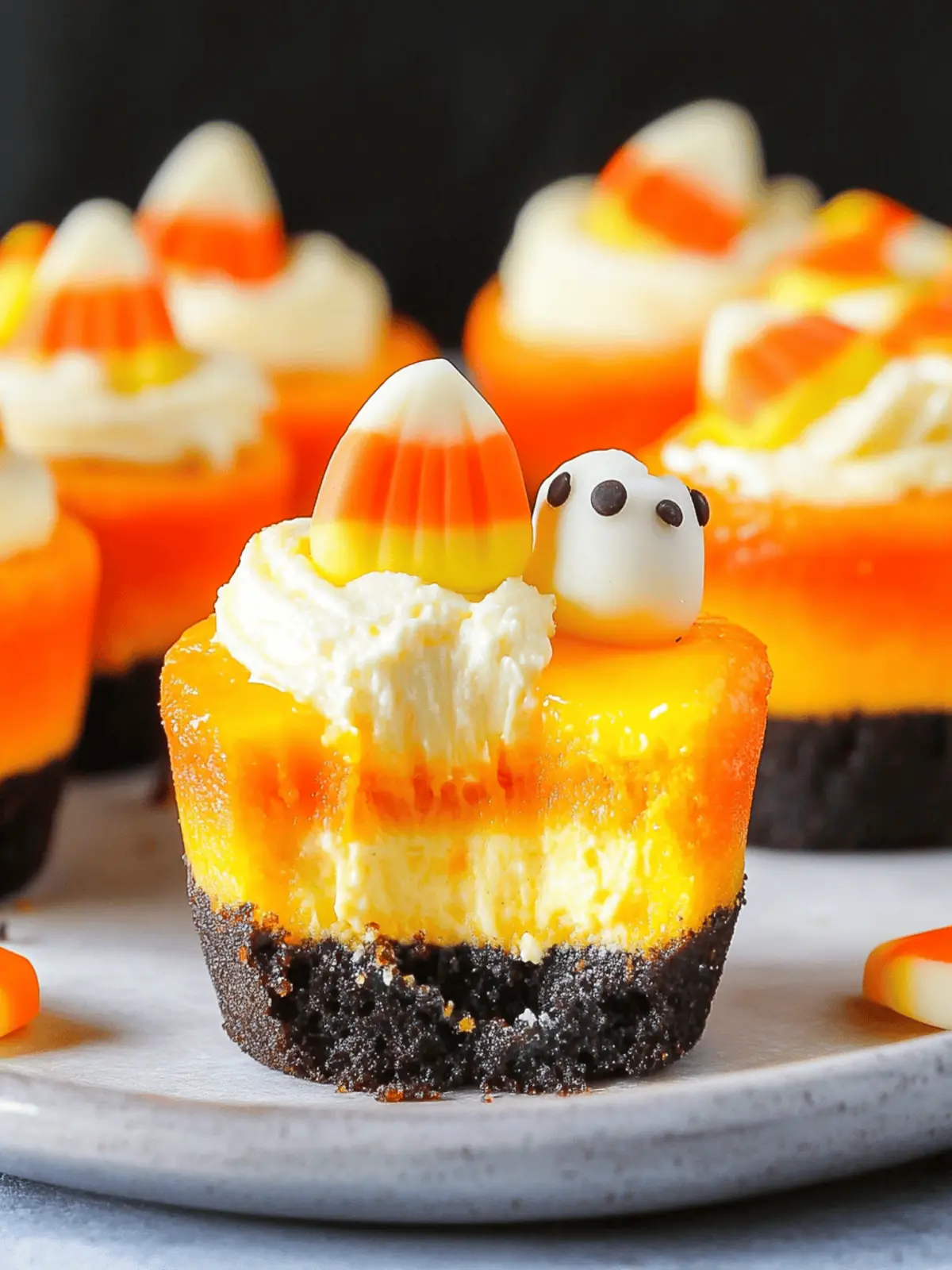 Mini Candy Corn Cheesecakes