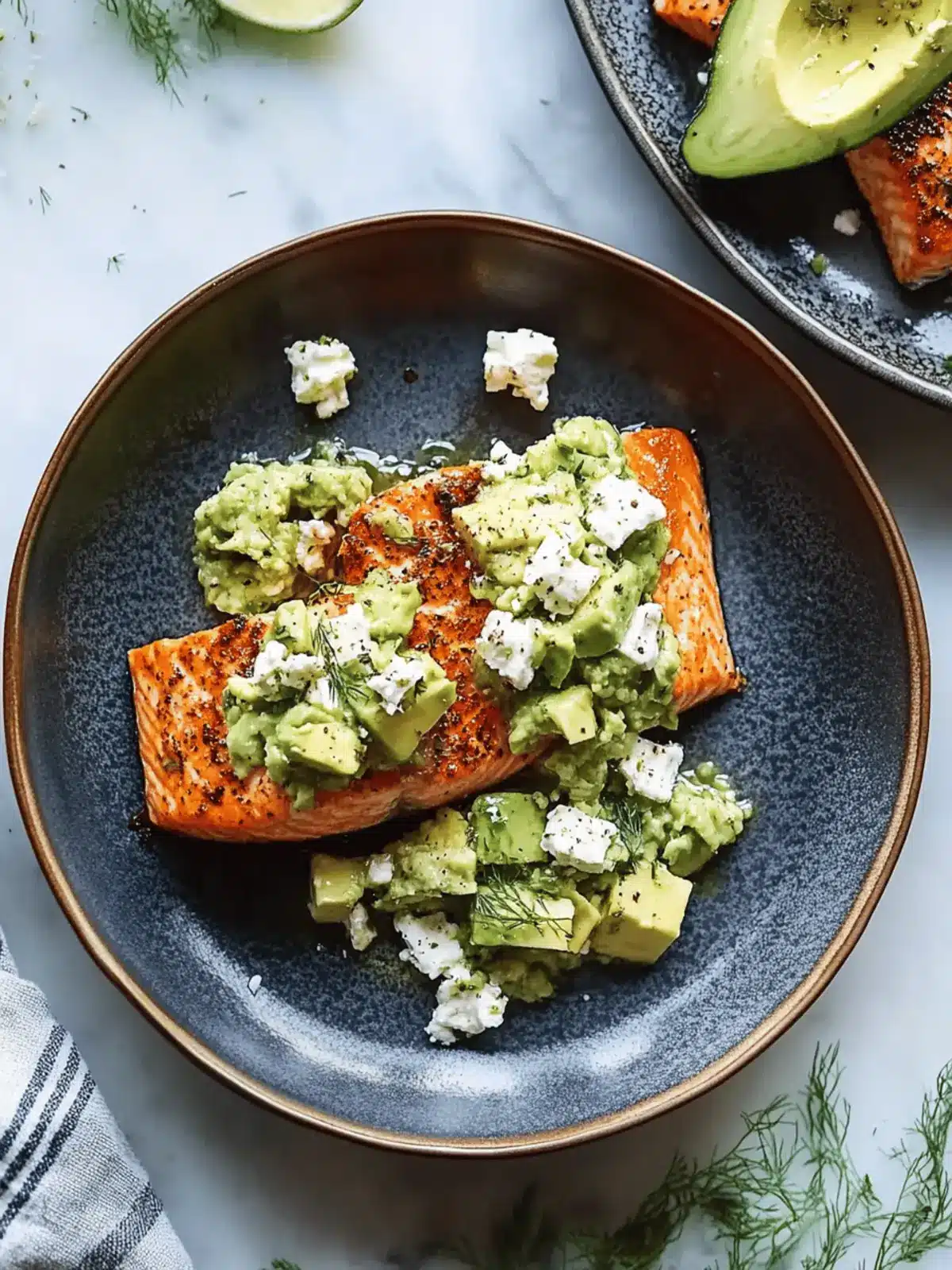 Baked Salmon with Avocado & Feta