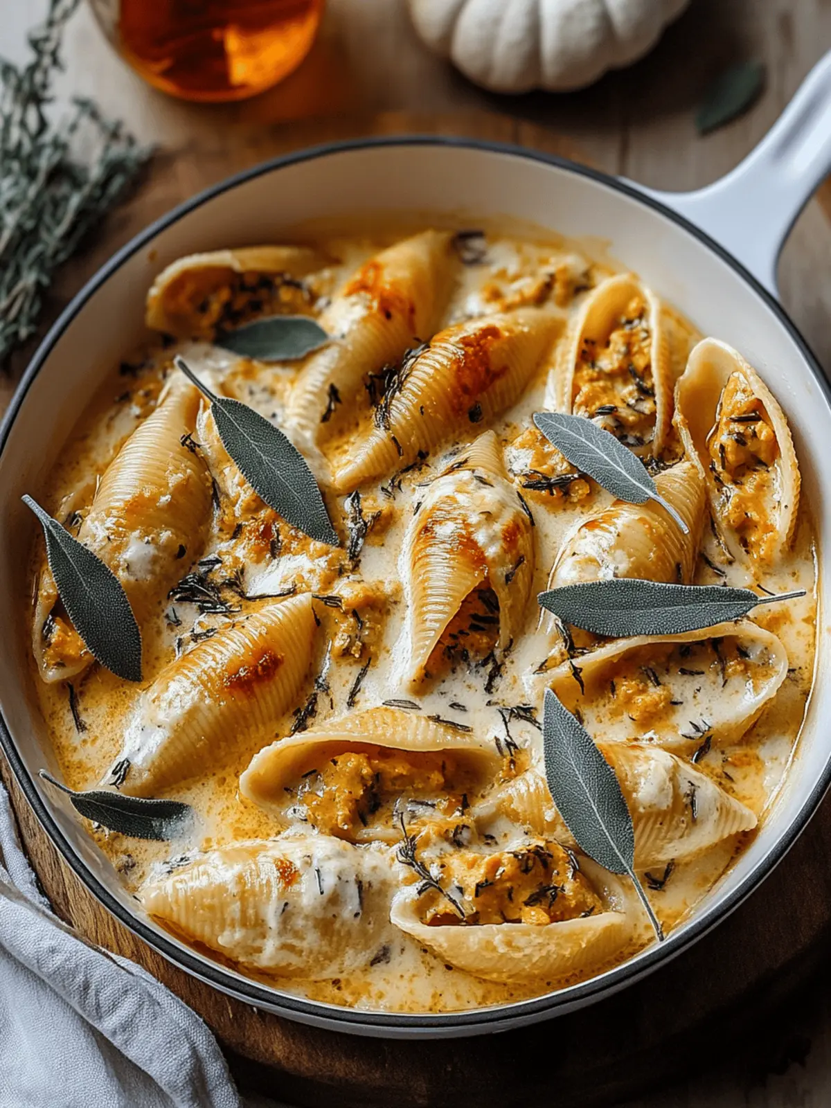 Pumpkin and Gouda Stuffed Shells with Sage Alfredo