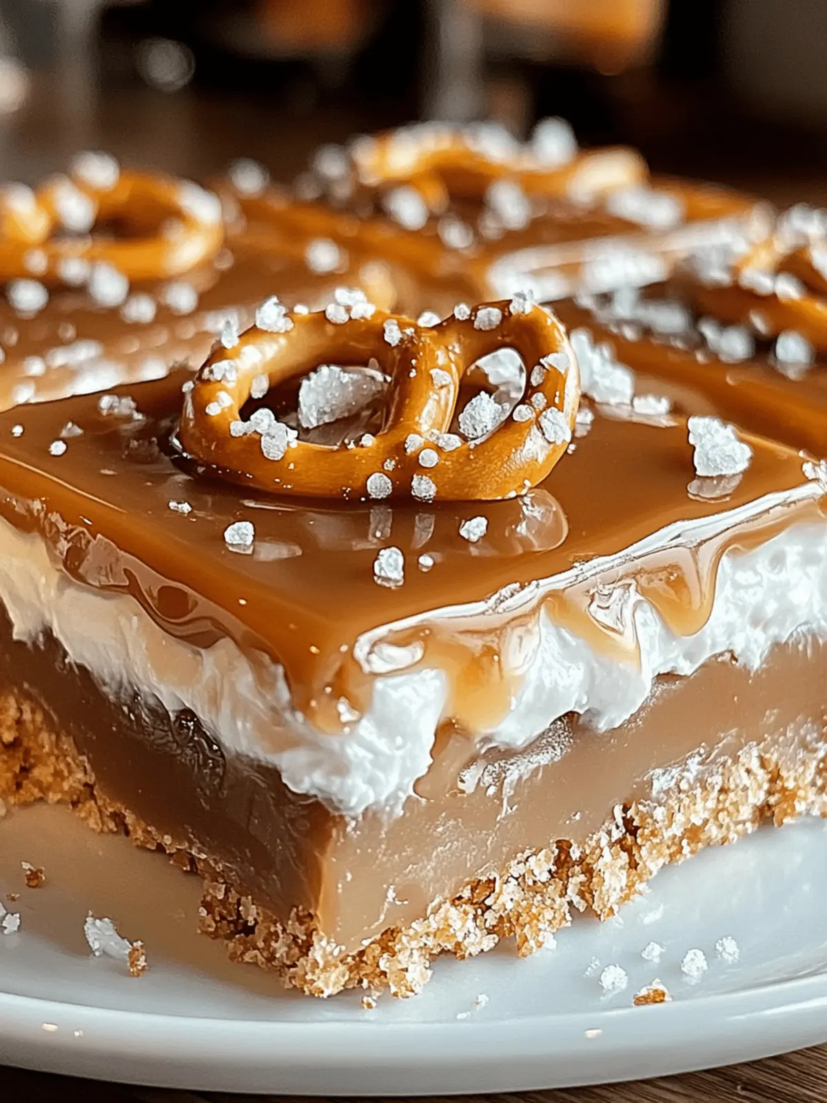 No-Bake Salted Caramel Pretzel Bars