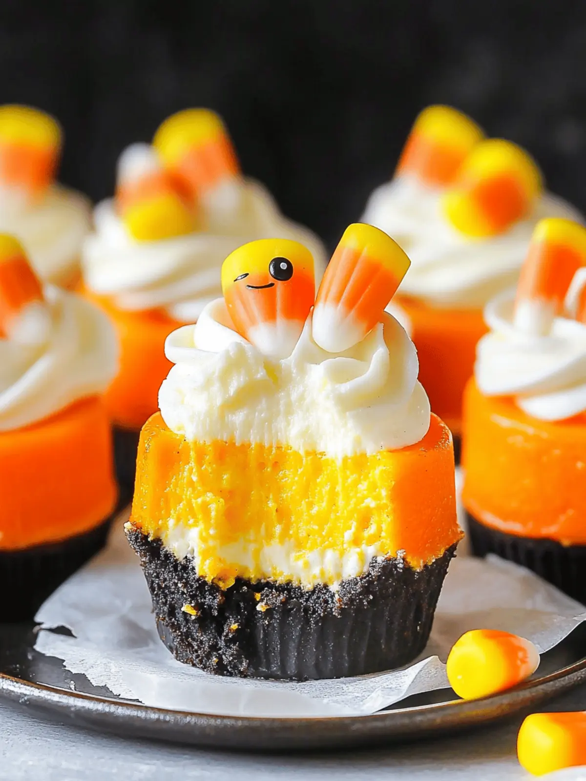 Mini Candy Corn Cheesecakes