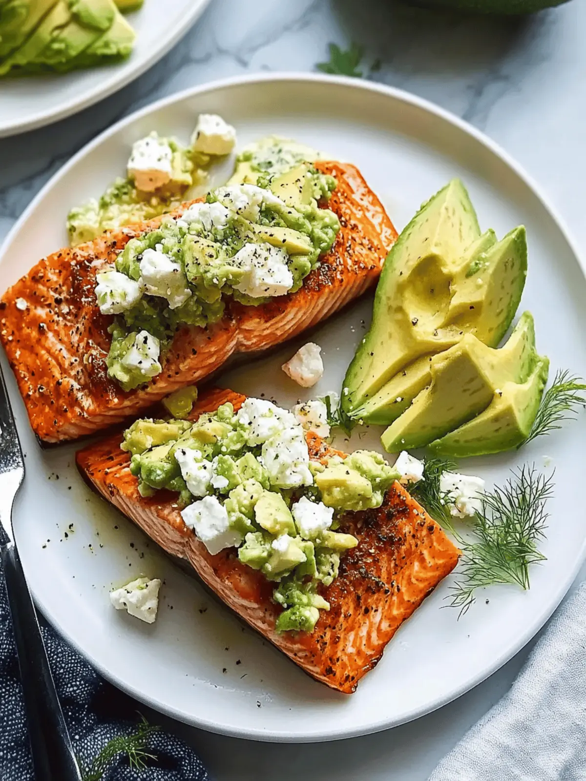 Baked Salmon with Avocado & Feta