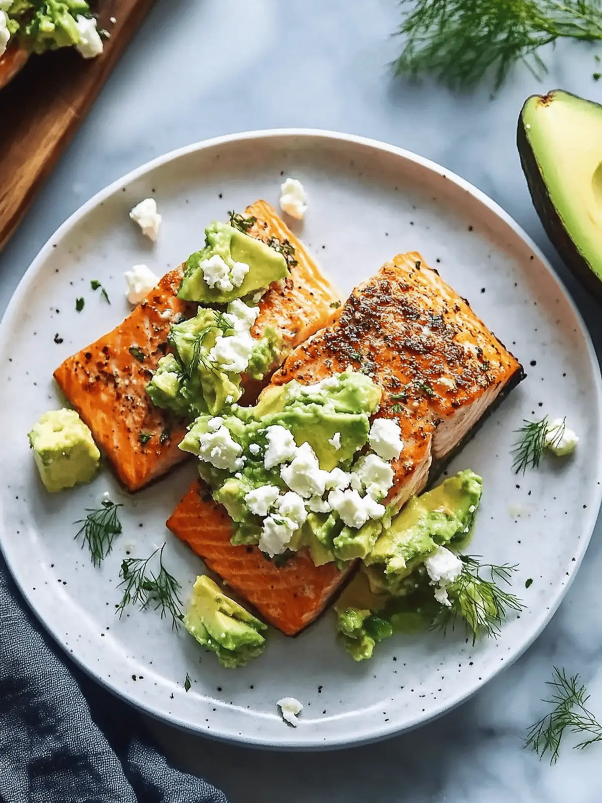 Baked Salmon with Avocado & Feta