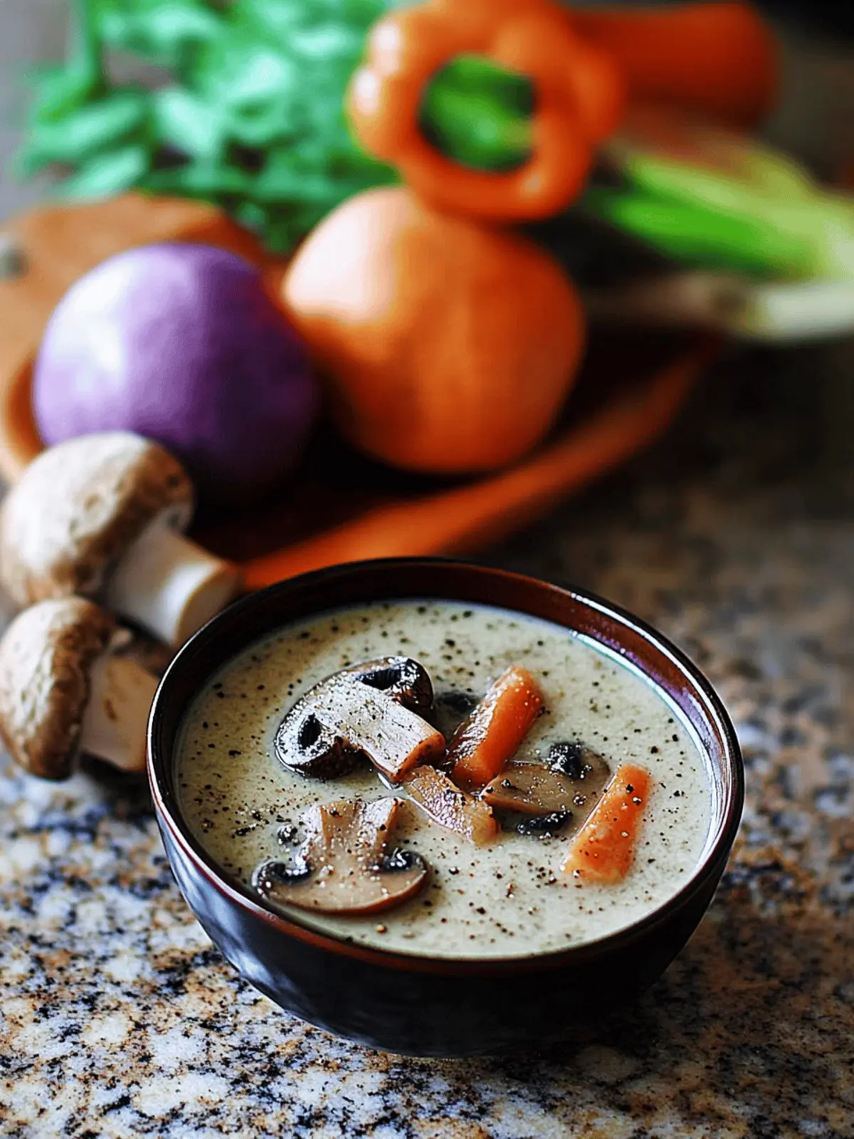Creamy mushroom soup with Shiitake