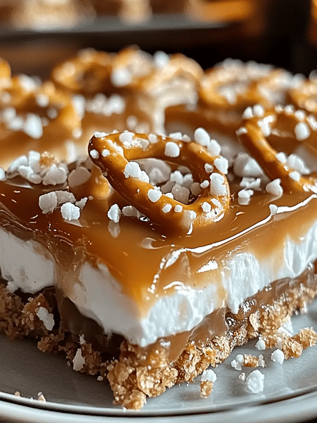 No-Bake Salted Caramel Pretzel Bars