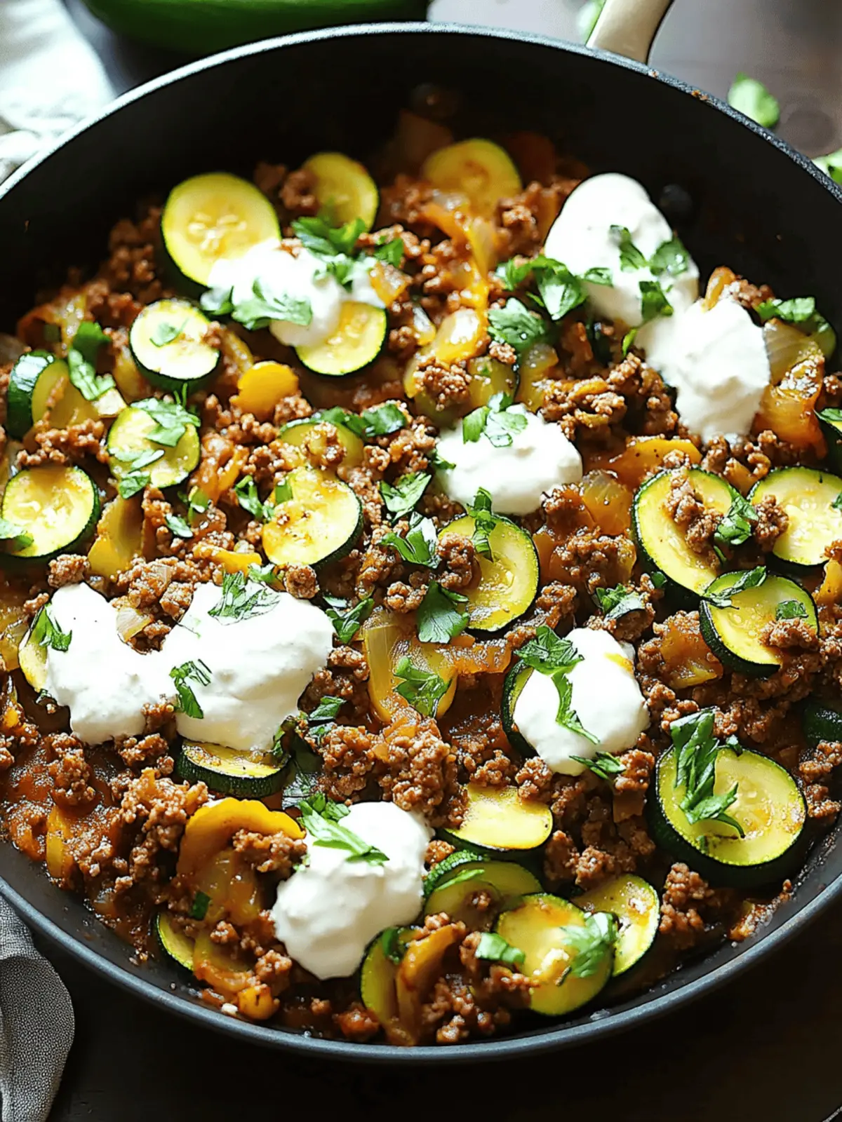 Quick Zucchini and Ground Beef Skillet