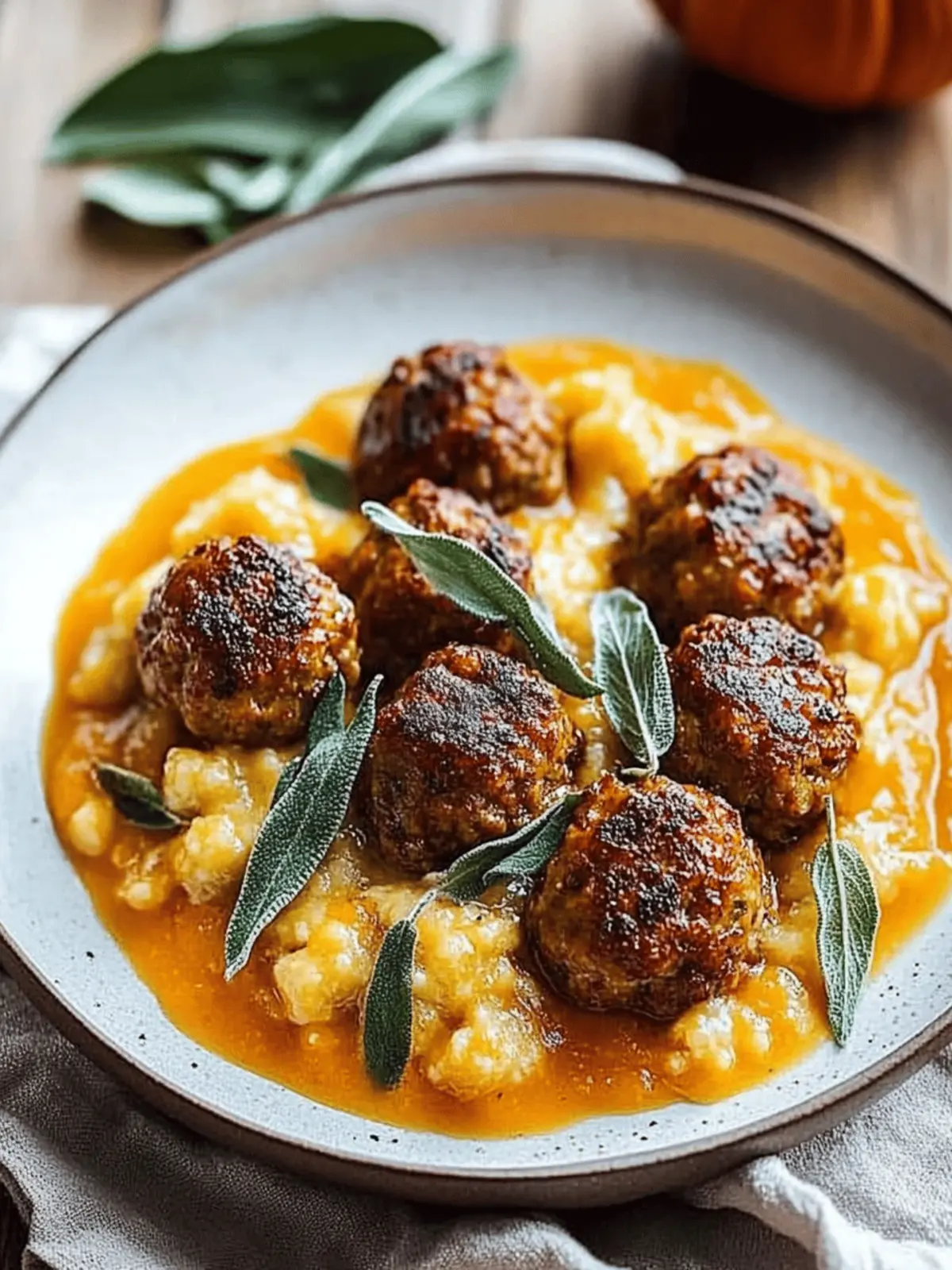 Turkey Meatballs Pumpkin Sage Sauce