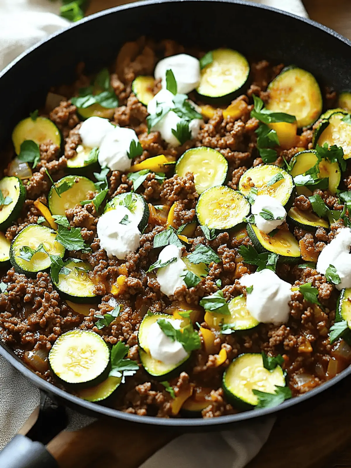 Quick Zucchini and Ground Beef Skillet