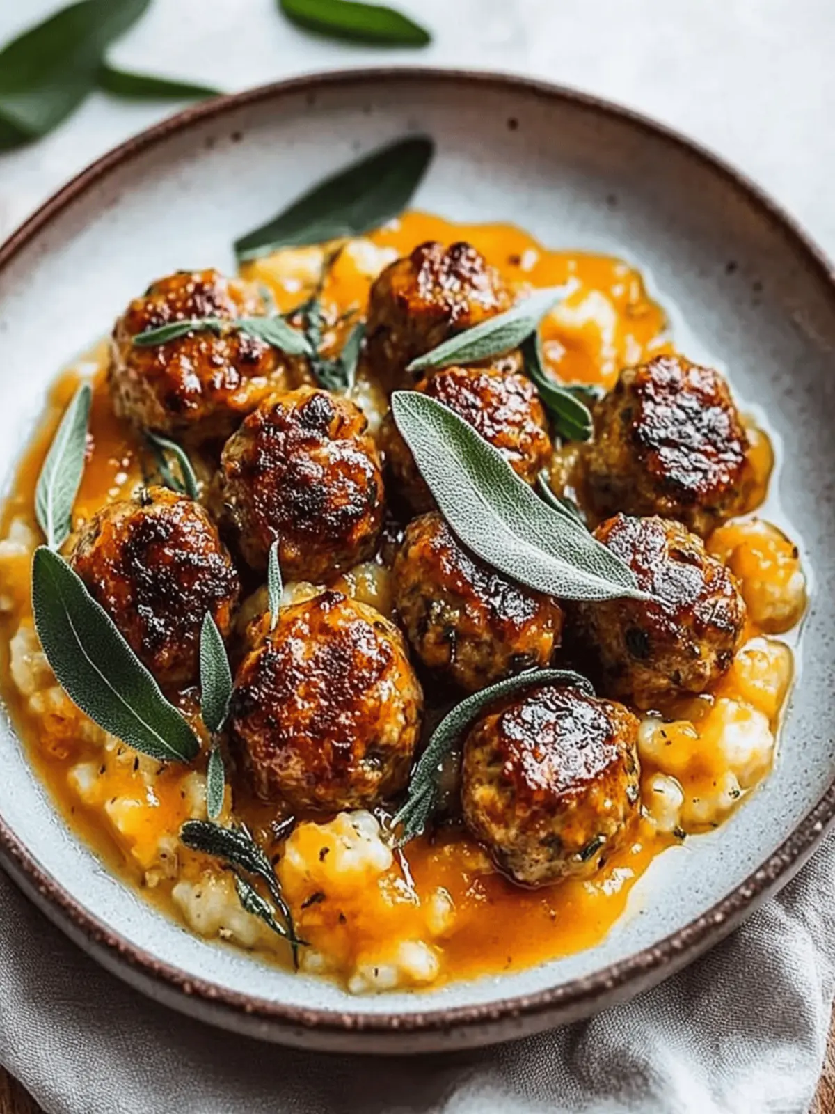 Turkey Meatballs Pumpkin Sage Sauce