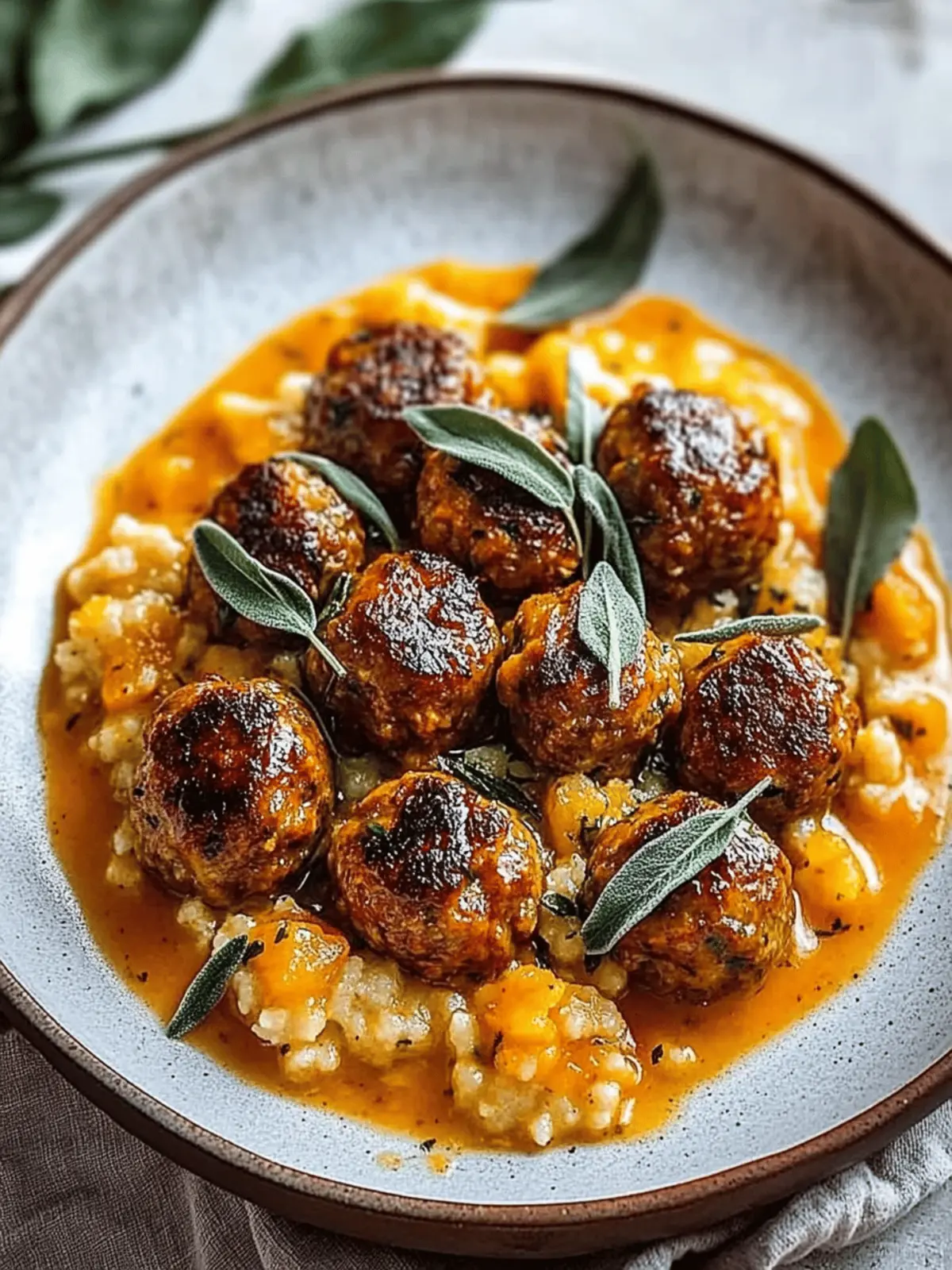 Turkey Meatballs Pumpkin Sage Sauce