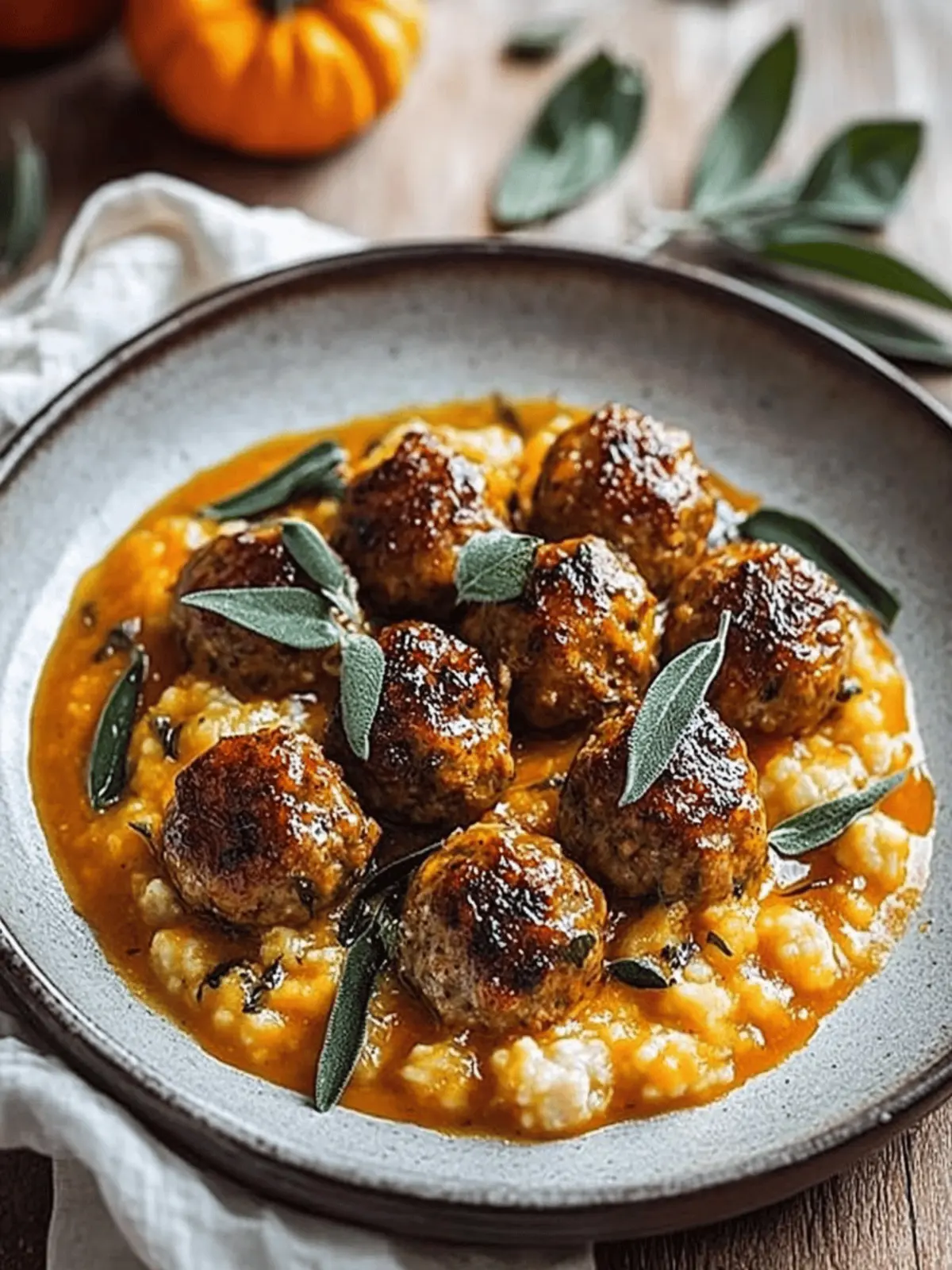 Turkey Meatballs Pumpkin Sage Sauce