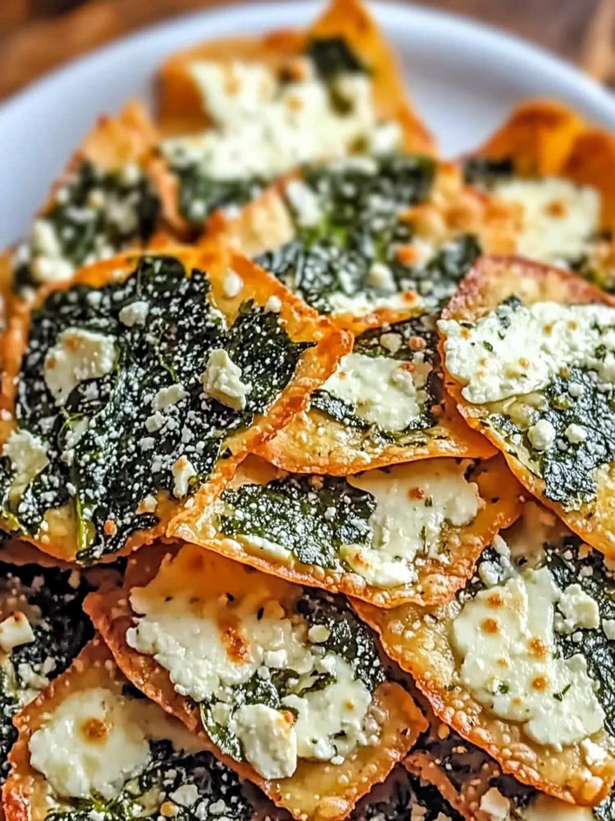 Mediterranean Spinach and Feta Cheese Crisps