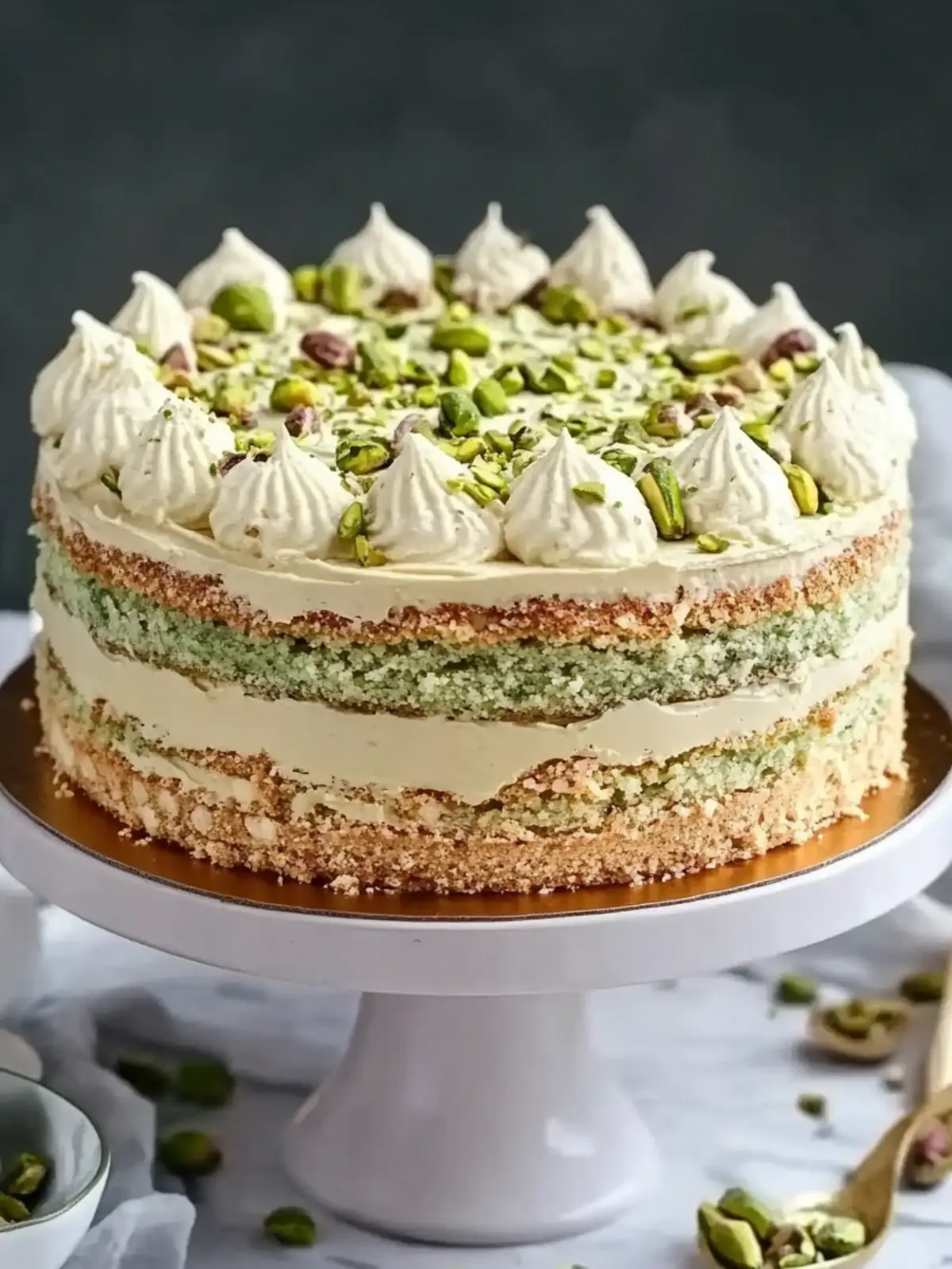 Pistachio Dacquoise Cake