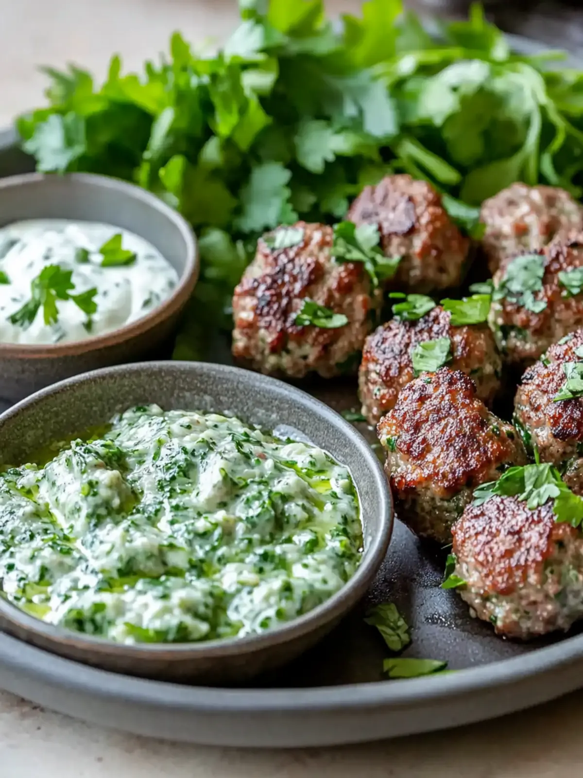Spicy Lamb Meatballs With Green Goddess Dip