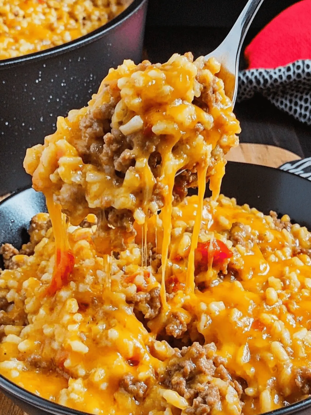 Cheesy Queso Ground Beef and Rice